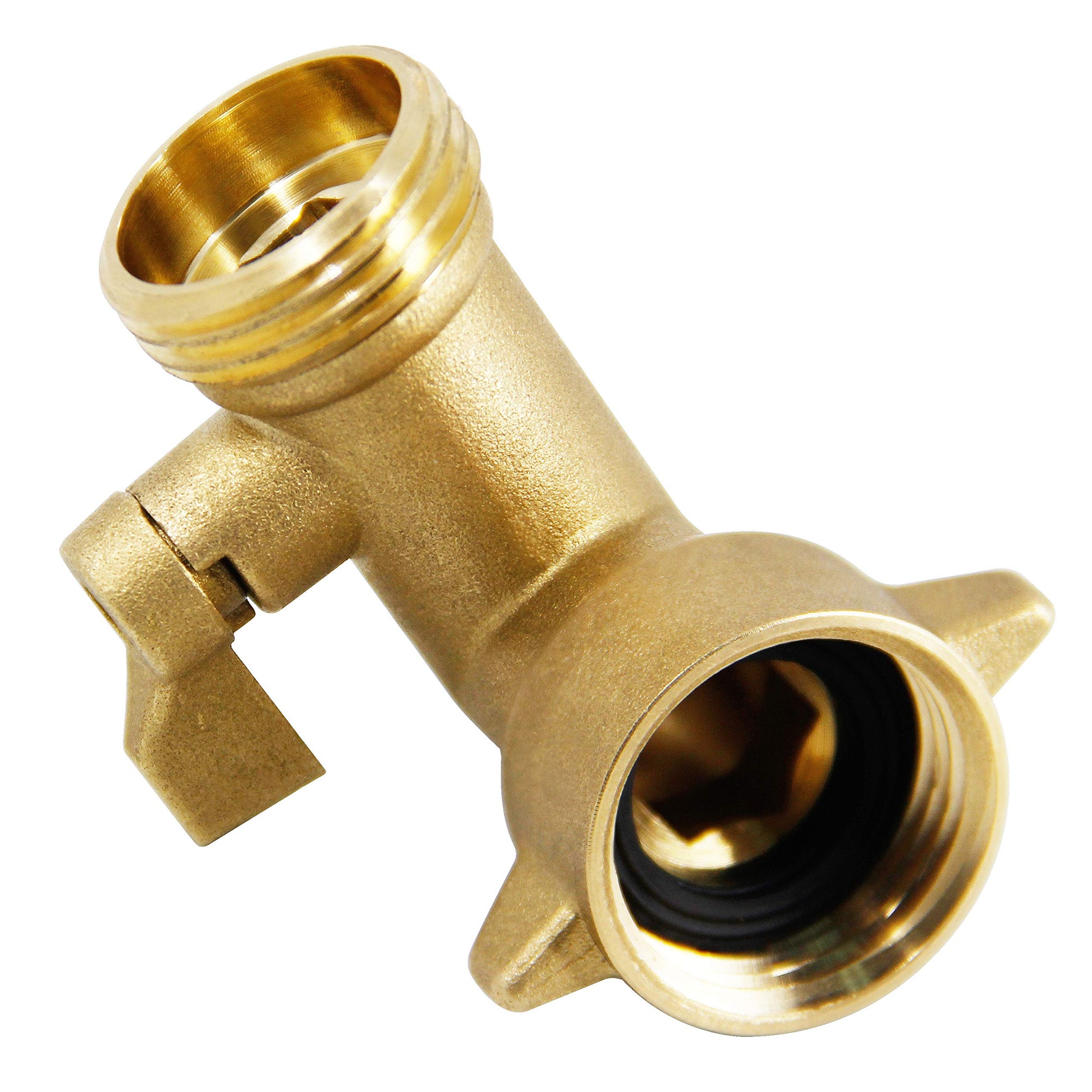 Lifynste Garden Hose Elbow Connector, 90 Degree Brass Garden Hose Elbow Adapter with Shut Off Valves, 2 Pack