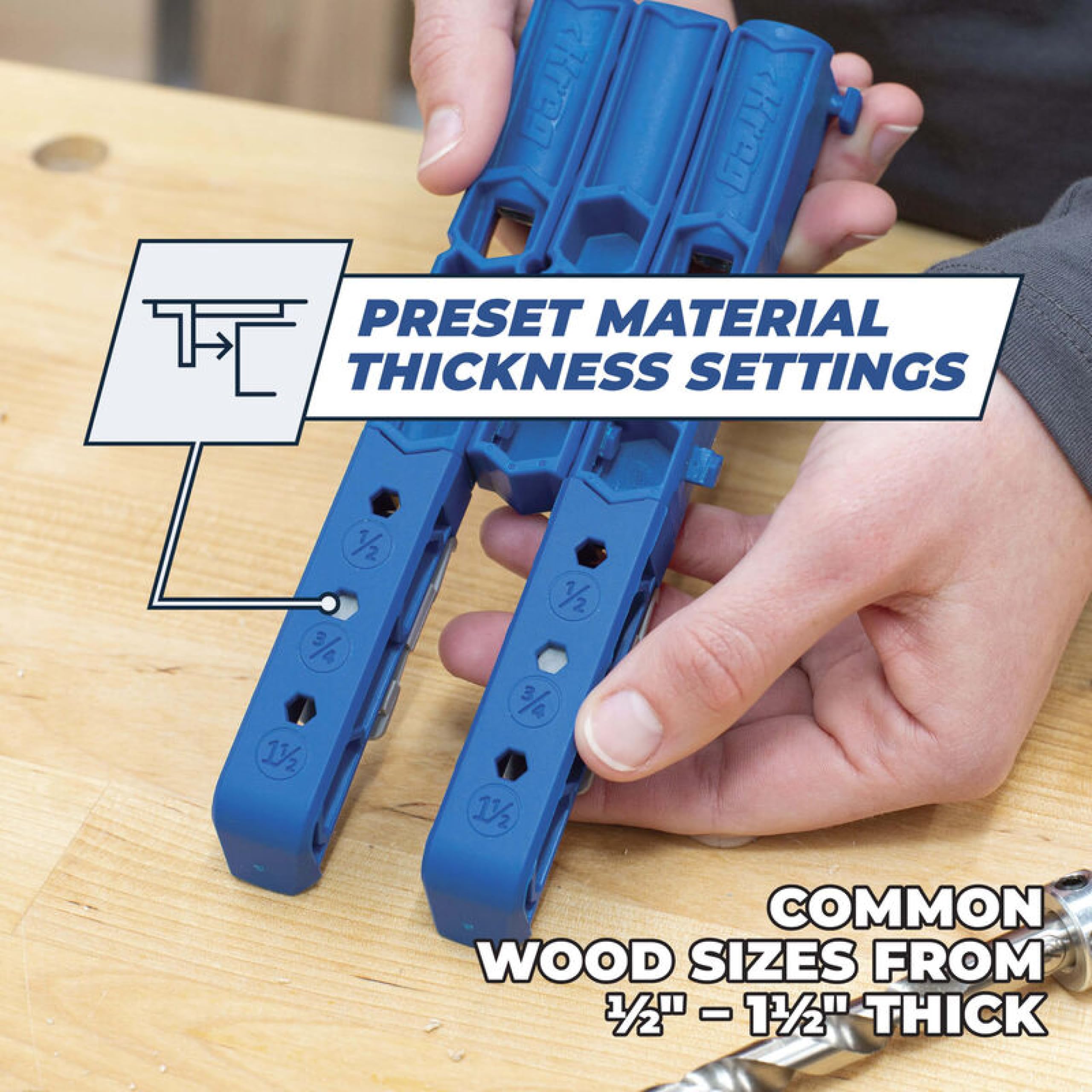 KREG Durable Pocket-Hole Jig 320 with Classic 2 Inch Face Clamp - Includes Wood Clamps for Woodworking & Tight Spaces - For Materials 1/2 Inch to 1 1/2 Inch Thick