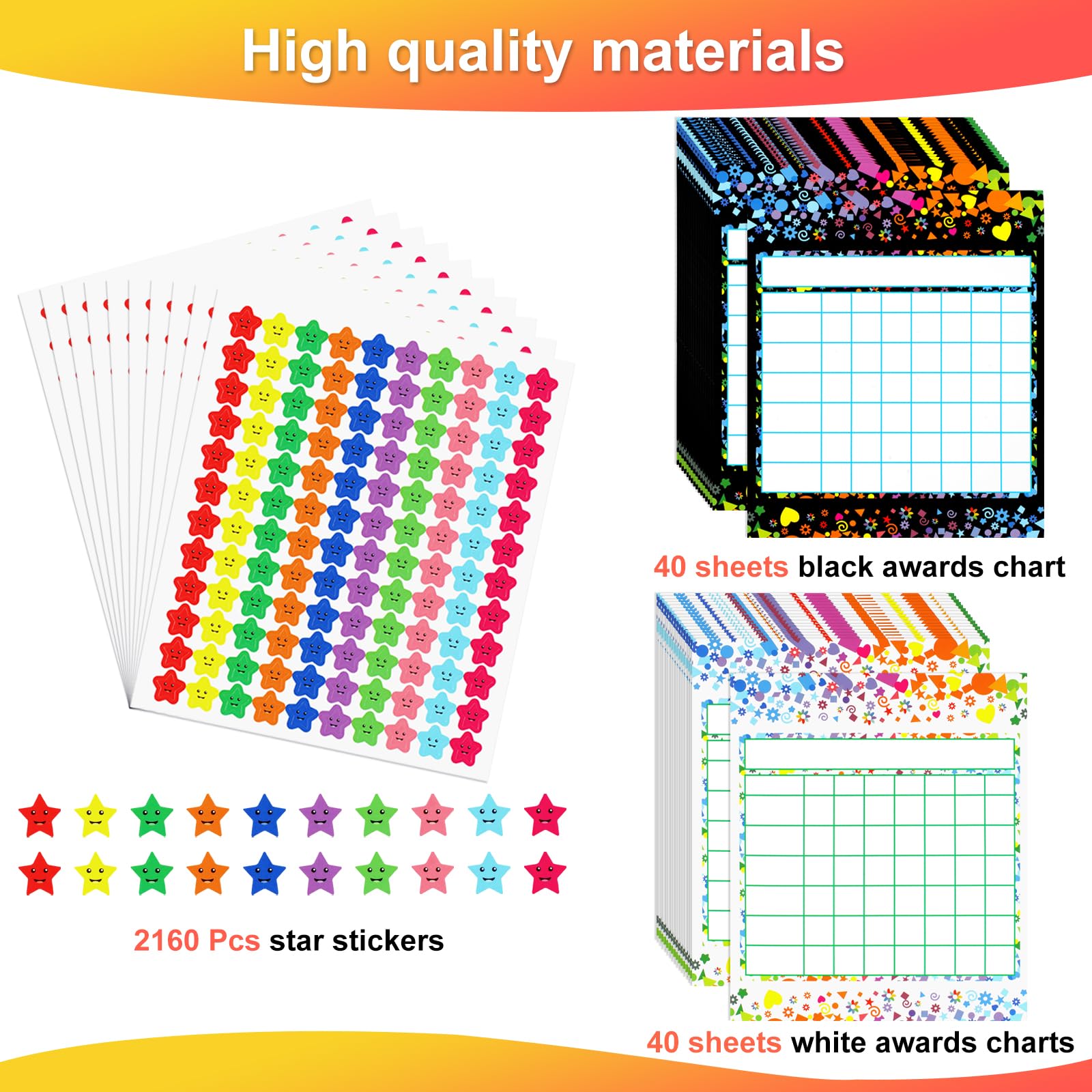 Utron 80 Pack Reward Chart for Kids, Incentive Chart Behavior Chart for Kids at Home, 2 Designs with 2160 Star Sticker, Kids Chore Chart, Sticker Chart for Kids Behavior