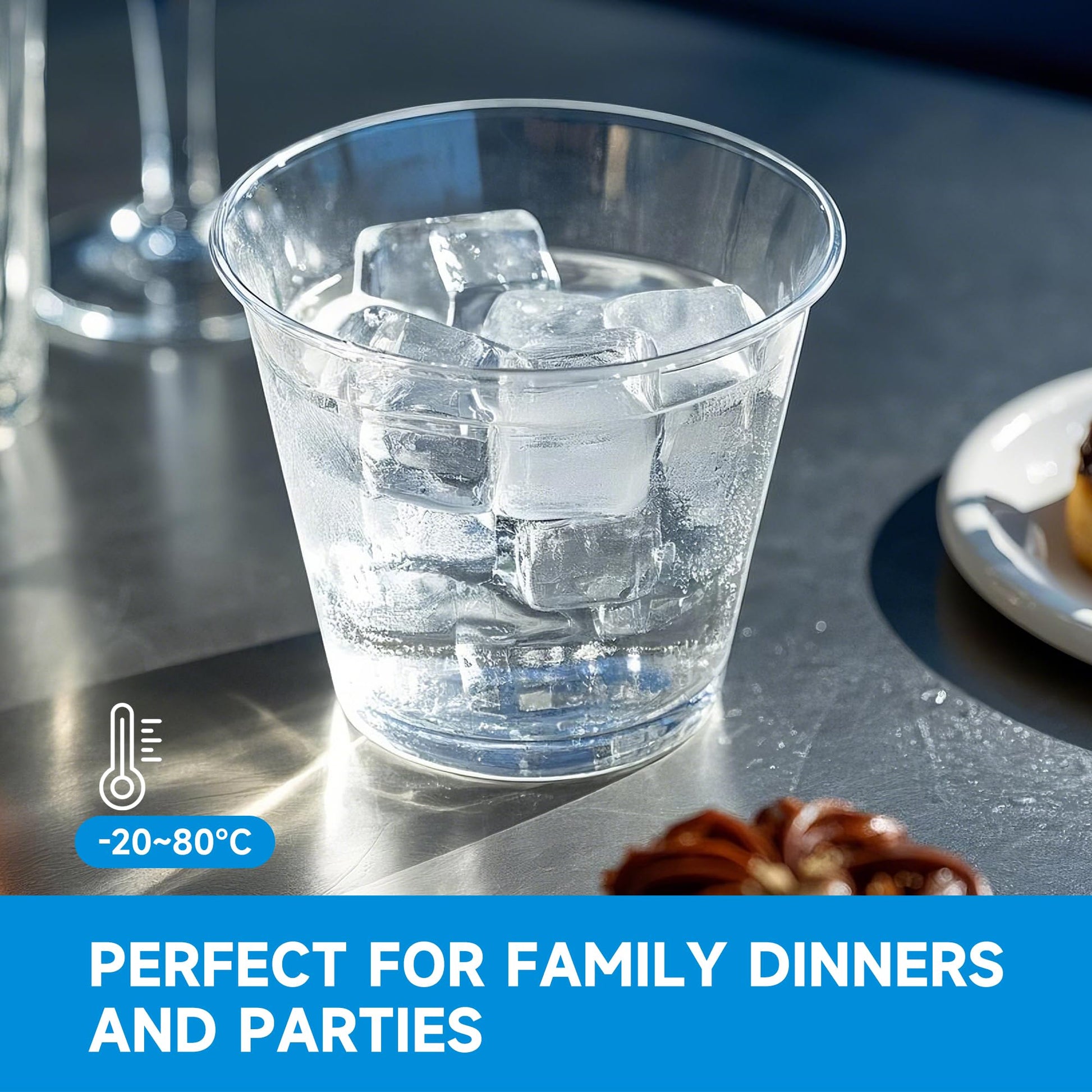 RACETOP 9 oz 100 packs Clear Disposable Plastic Cups, Durable Plastic Cups Tumblers, Perfect for Parties, Wedding and Festival Events