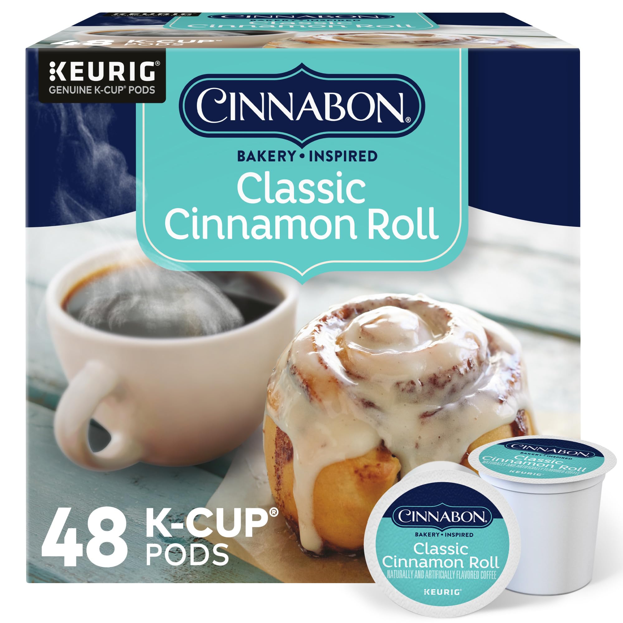 Cinnabon Classic Cinnamon Roll Keurig K-Cup Einzelportionen, heller Röstkaffee, 48 Stück