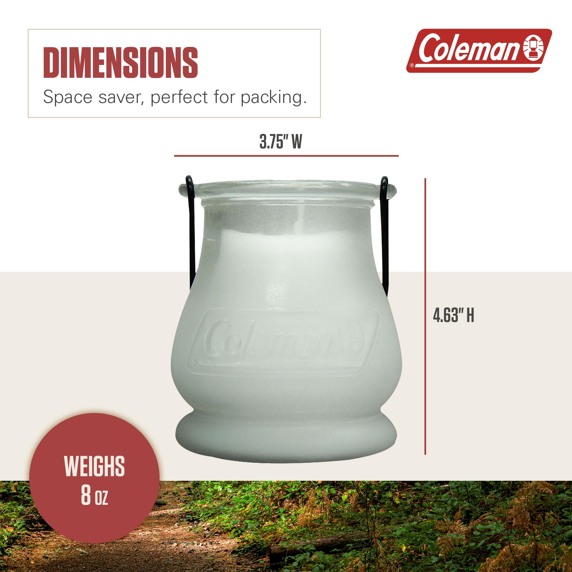 Coleman Color Changing LED Citronella Outdoor Scented Candle, 25+ Hours Burn Time, Festive Color Effects, Glass Holder with Metal Handle