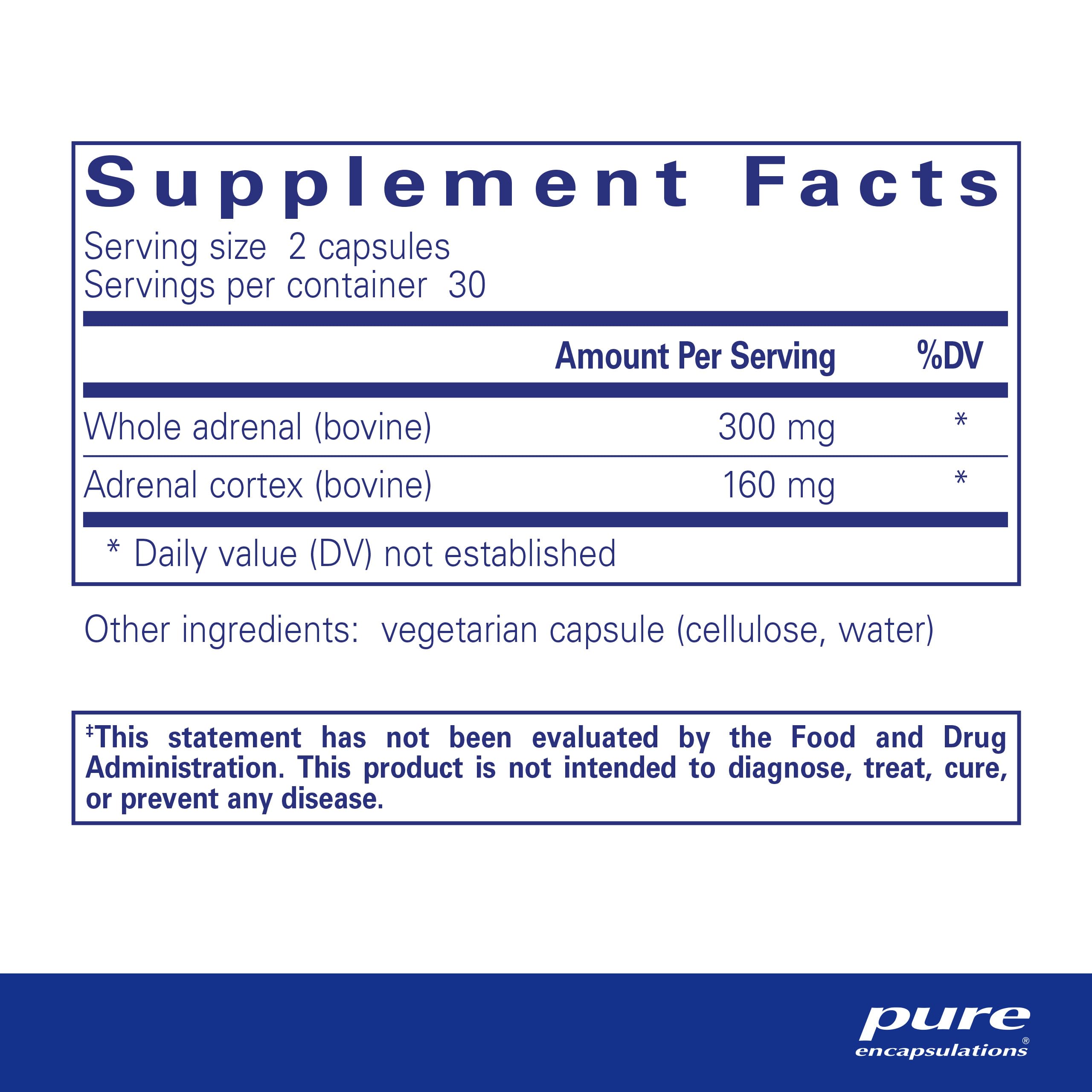 Pure Encapsulations Adrenal Cortex Supplement – Supplement to Support Cortisol Health, Energy Levels, Stress Moderation, and Gland Function – with Bovine Whole Adrenal & Cortex – 60 Capsules*