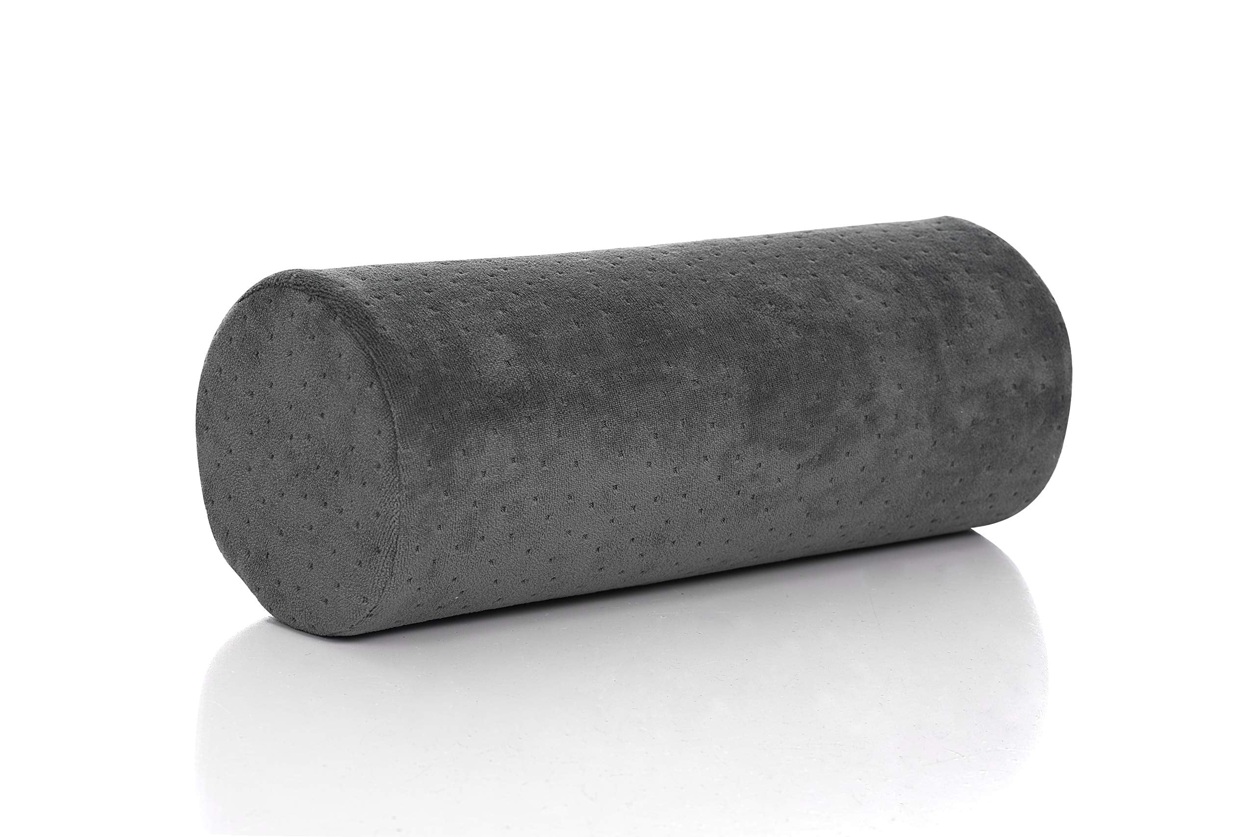 AllSett Health Round Cervical Roll Cylinder Bolster Pillow with Removable Washable Cover, Ergonomically Designed for Head, Neck, Back, and Legs, Grey