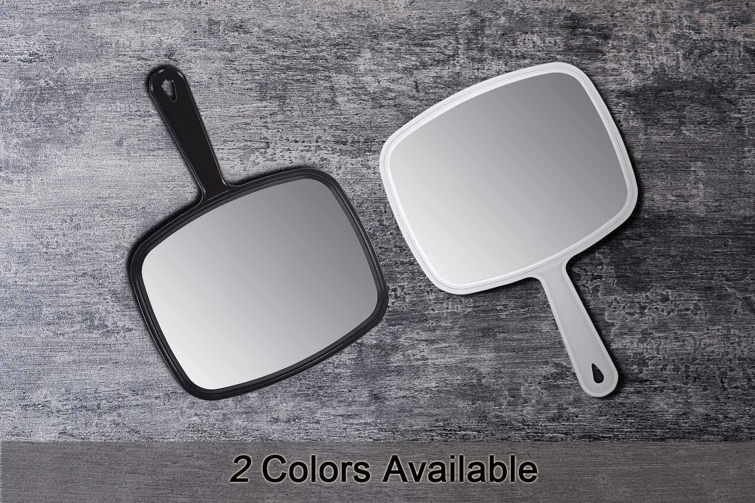 PROTECLE Hand Mirror, 10.3" L x 7.4" W Salon Barber Hairdressing Handheld Mirror with Handle, Square Black