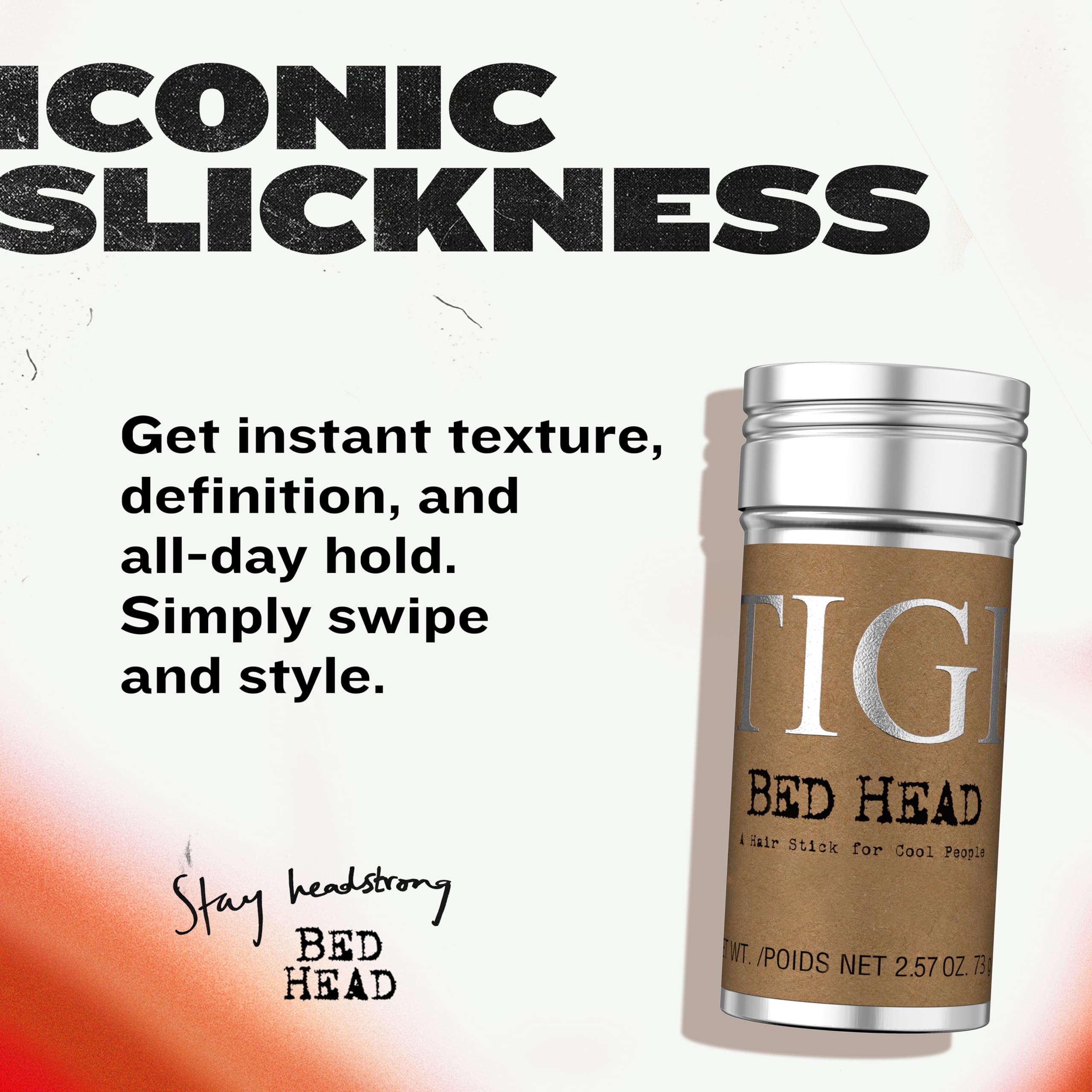TIGI Bed Head Hair Wax Stick for a Soft, Pliable Hold, Hair Care Slick Back Stick Styling Product with Beeswax & Japan Wax, 2.57 oz