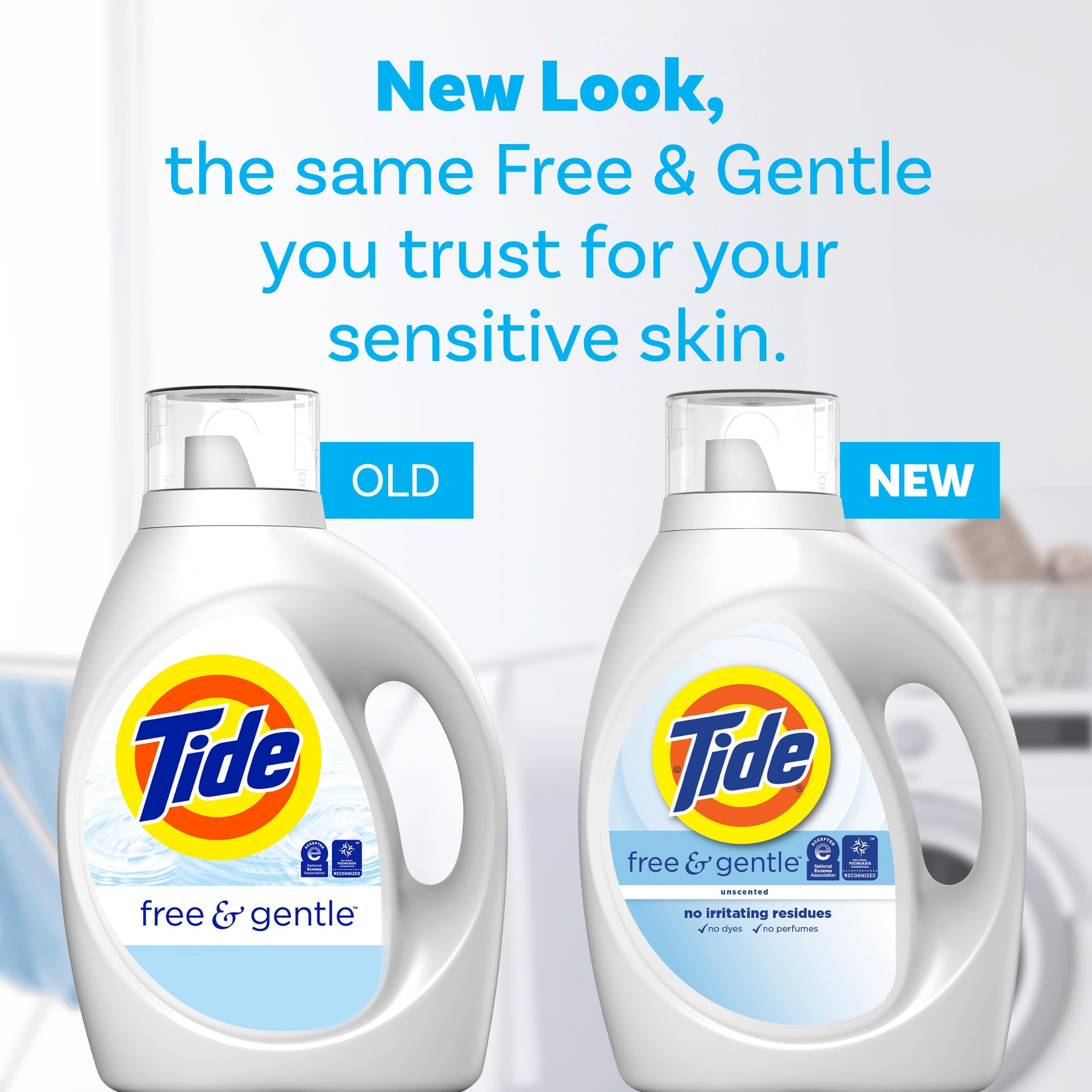 Tide Free & Gentle, Liquid Laundry Detergent Soap, Unscented, Hypoallergenic for Sensitive Skin and Free of Dyes, HE Compatible, 64 Loads, 84 fl oz