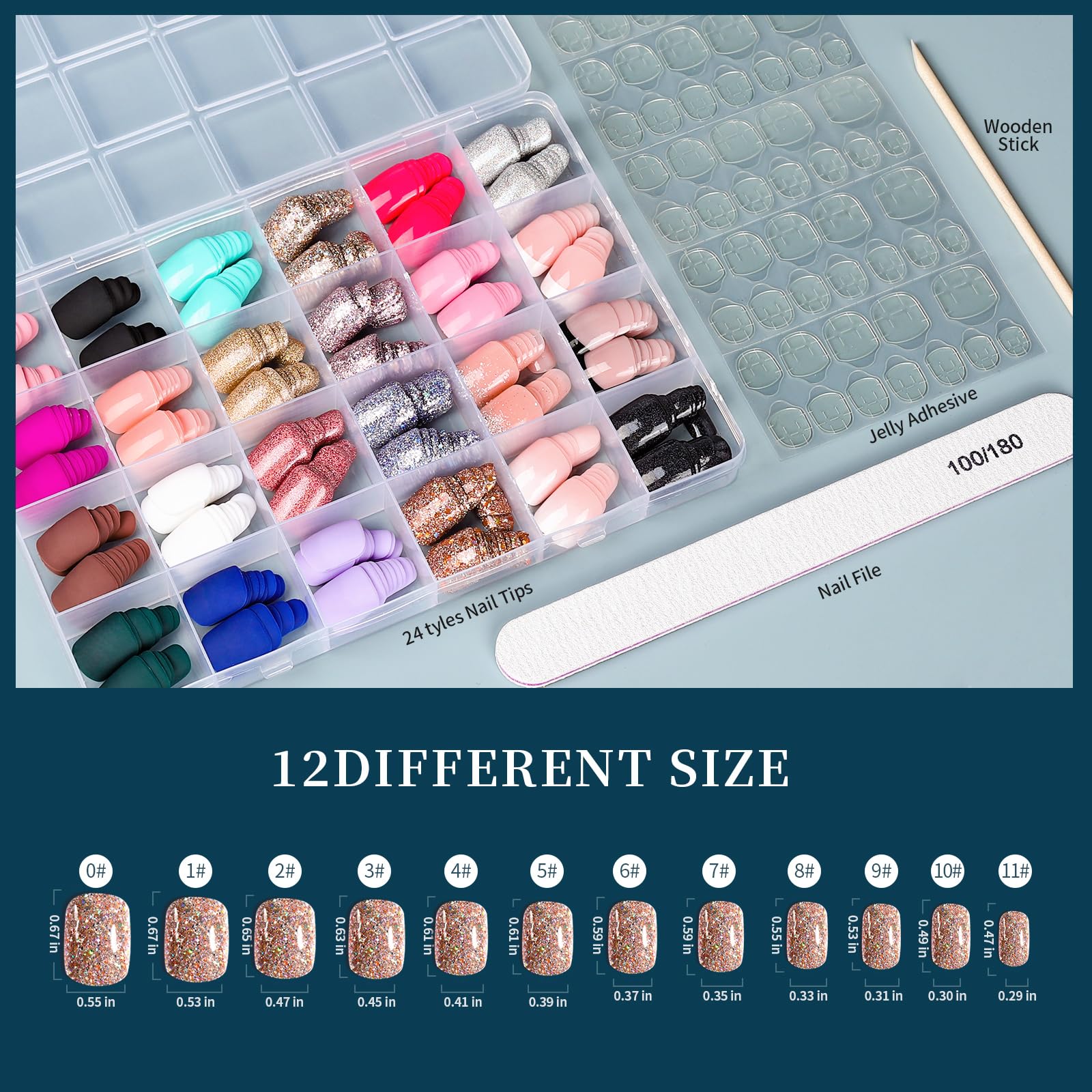 FANDAMEI Press on Nails, 24 Colors 576PCS Press on Nails Short Square Matte Glossy. Glitter Nails Short Round. Natural Fit Lightweight Fake Nails Natural for Nail Art