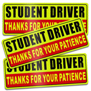 Student Driver Magnet for Car Safety Warning Please Be Patient New Driver Sticker Reusable Movable Reflective Magnetic Black & Red for Car Bumper 3 Pcs
