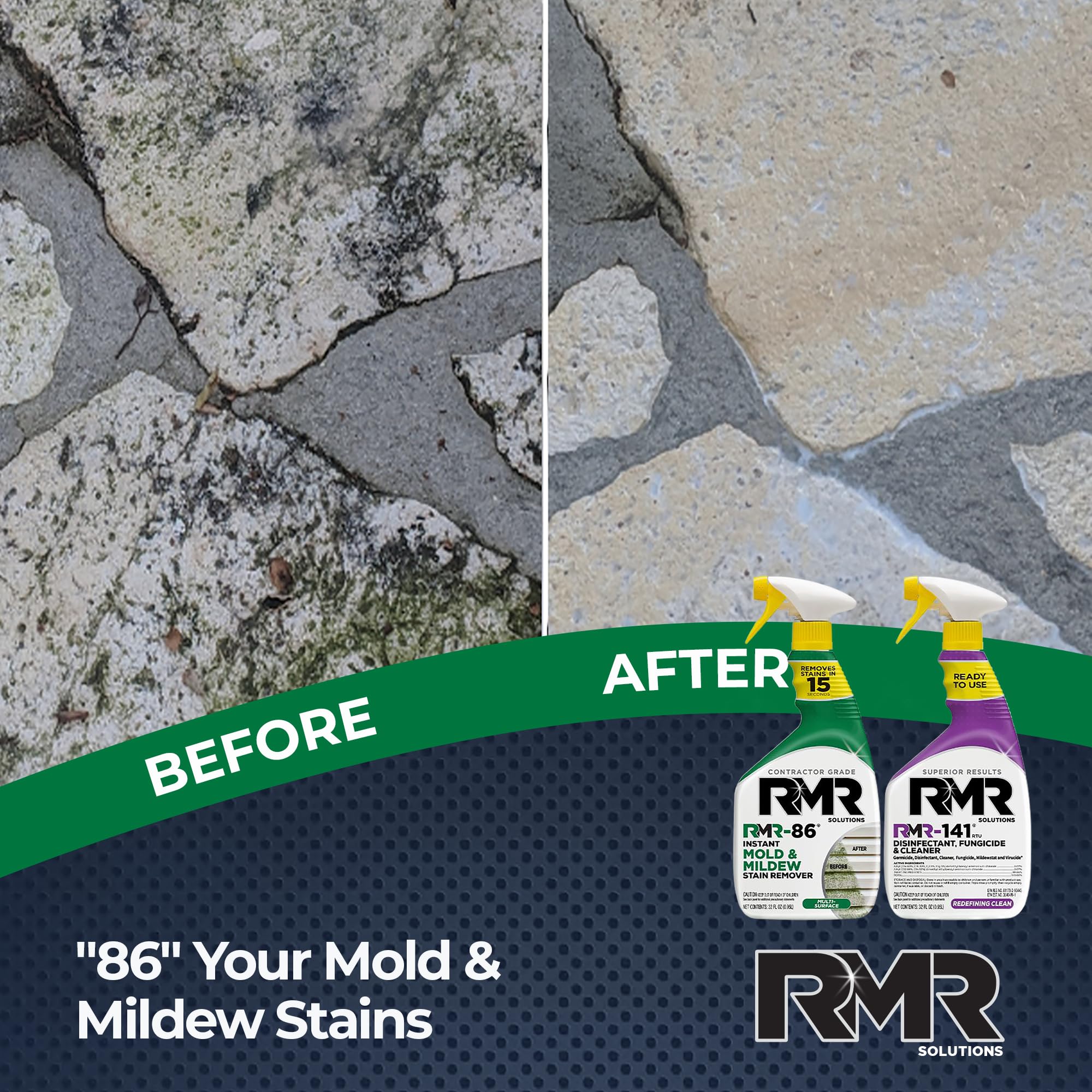 RMR Brands DIY Mold Remover Bundle - Complete Mold Killer & Stain Remover Bundle - Mold and Mildew Prevention Kit, Disinfectant Spray, Includes 2-32 Ounce Bottles