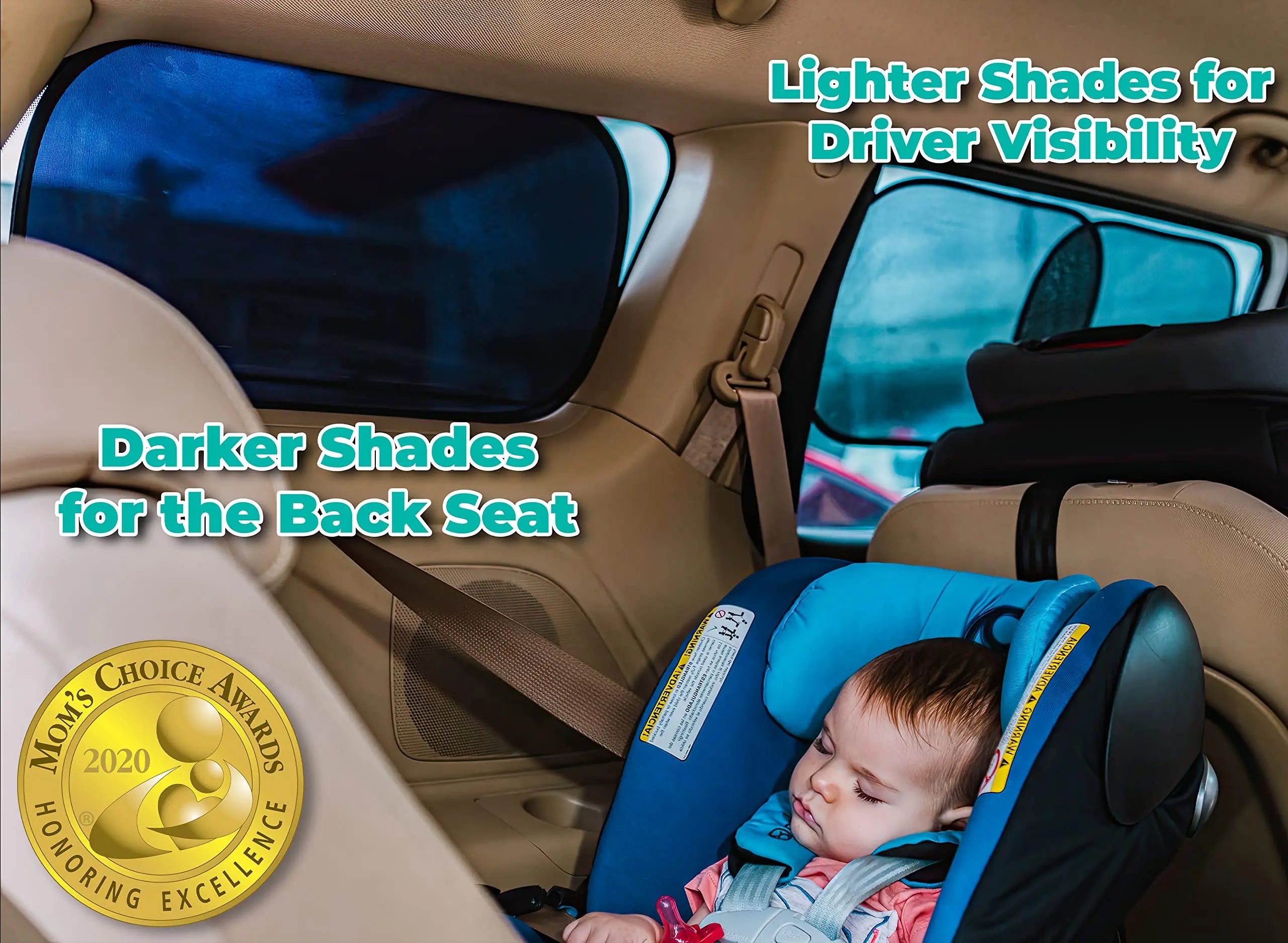 kinder Fluff Car Window Shade (4Pack)-The Only Certified Car Window Sun Shade for Baby Proven to Block 99.95% UVR - Mom's Choice Gold Award - Side Window Sunshades - Standard