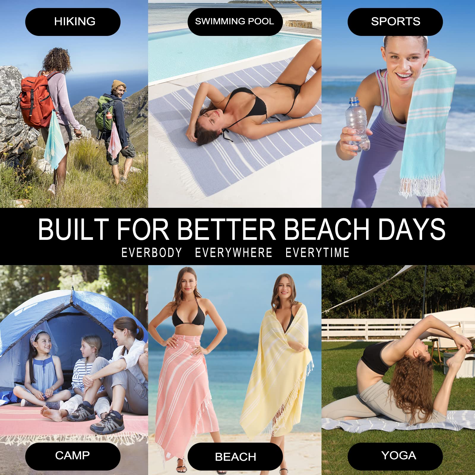 Antfuny Turkish Beach Towels Vacation Essentials Quick Dry Sand Free Oversized Bath Pool Swim Towel Extra Large XL Blanket Adult Travel Cruise Accessories Must Haves Clearance Stuff Necessities