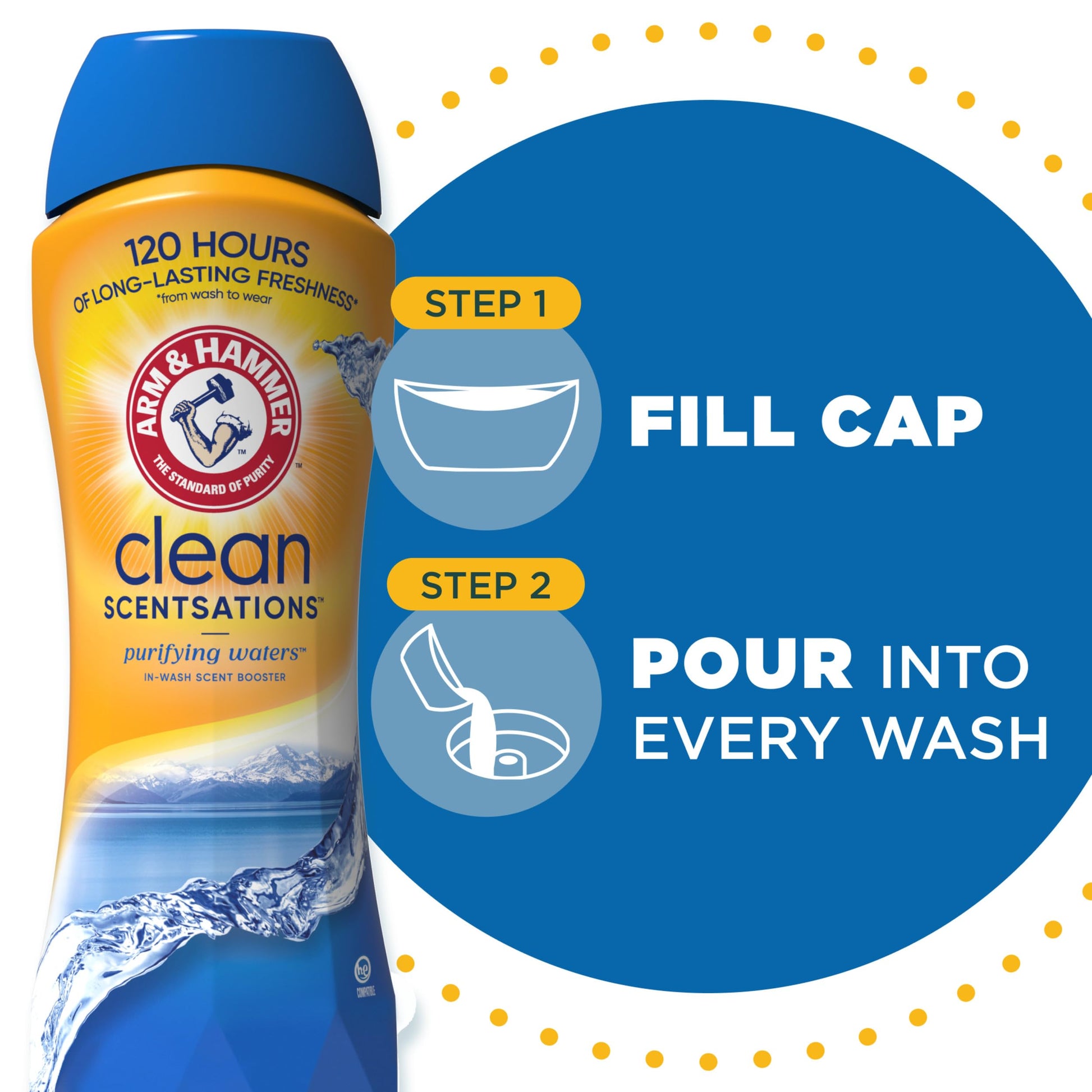 ARM & HAMMER Clean Scentsations In-Wash Scent Booster, Laundry Scent Booster Purifying Waters scent, 45 Oz