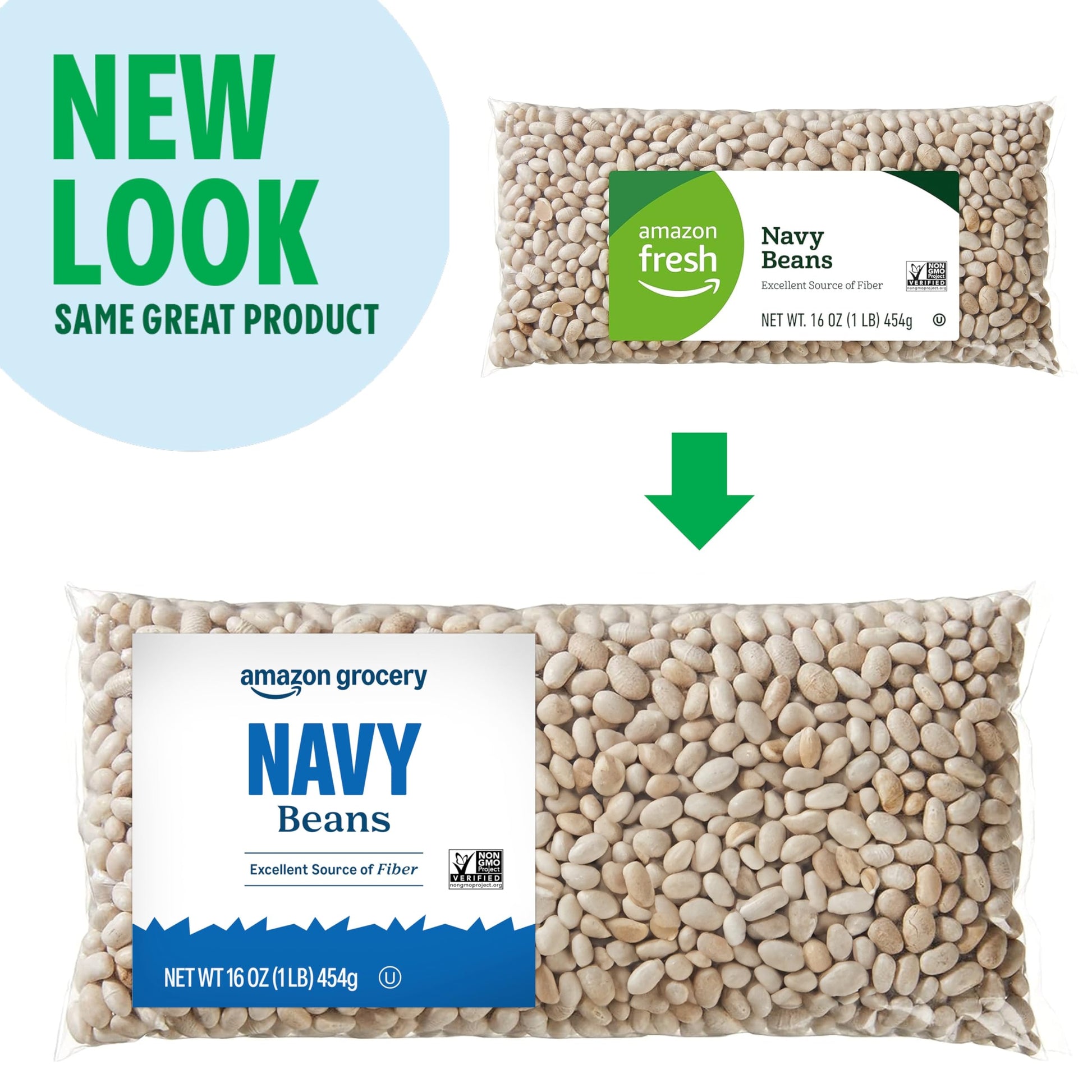 Amazon Grocery, Navy Beans, 16 Oz (Previously Amazon Fresh, Packaging May Vary)
