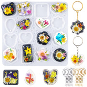 LET'S RESIN Keychain Resin Molds Silicone with Hole, 16 Cavities UV Resin Jewelry Pendant Mold for Beginner, Epoxy Resin Molds for Keychain Pendant Jewelry Making