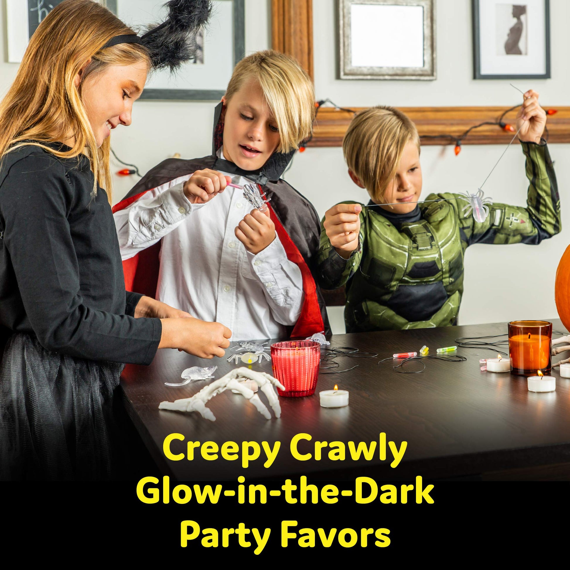 Glow Critters and Halloween Trick or Treat Glow Skeletons and Pumpkins - Glow Sticks Party Favors - Glow in The Dark Party Supplies