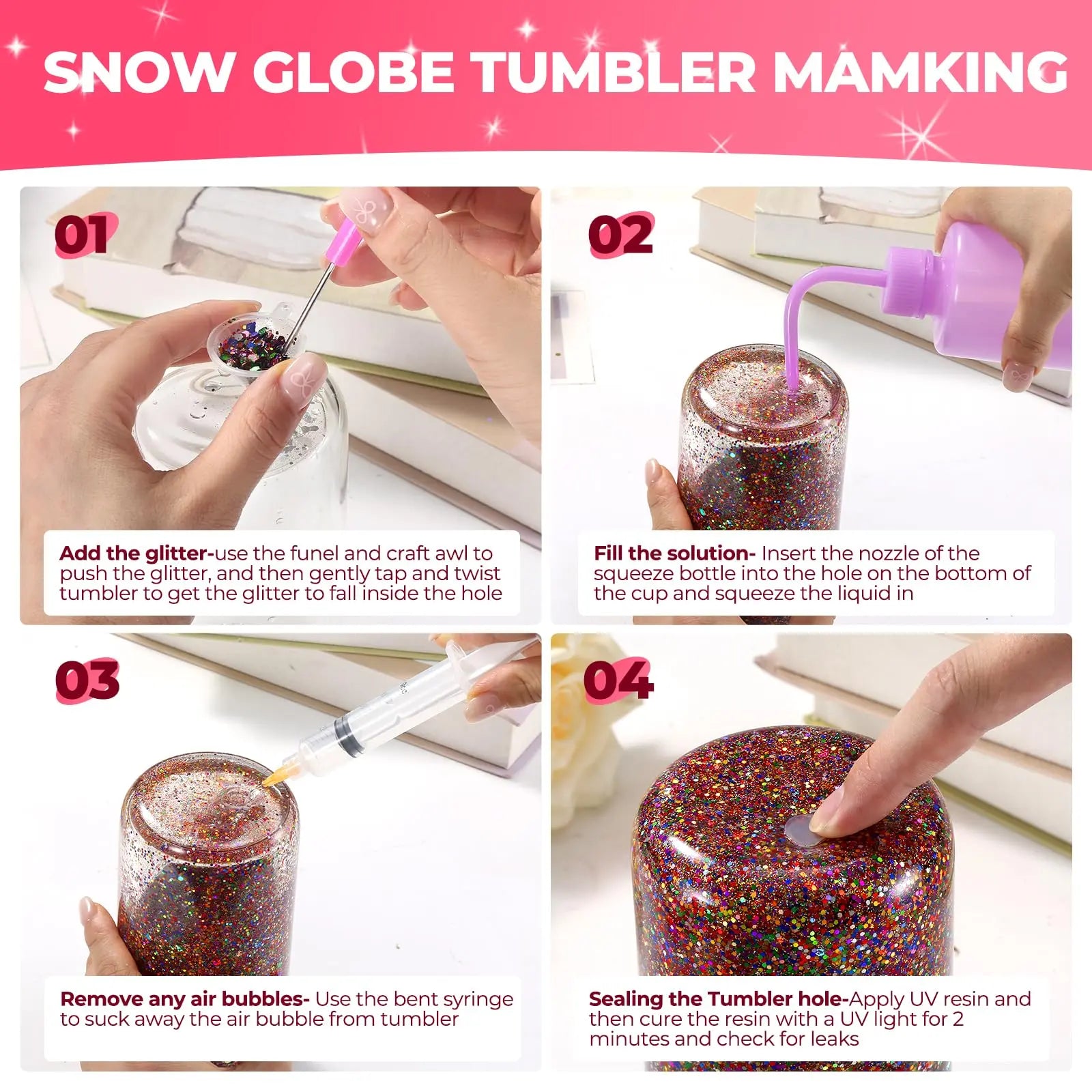 YGQQOY Snow Globe Tumbler Supplies, Snowglobe Tumbler Supplies Kit for DIY Glitter Snow Globe Tumbler Craft