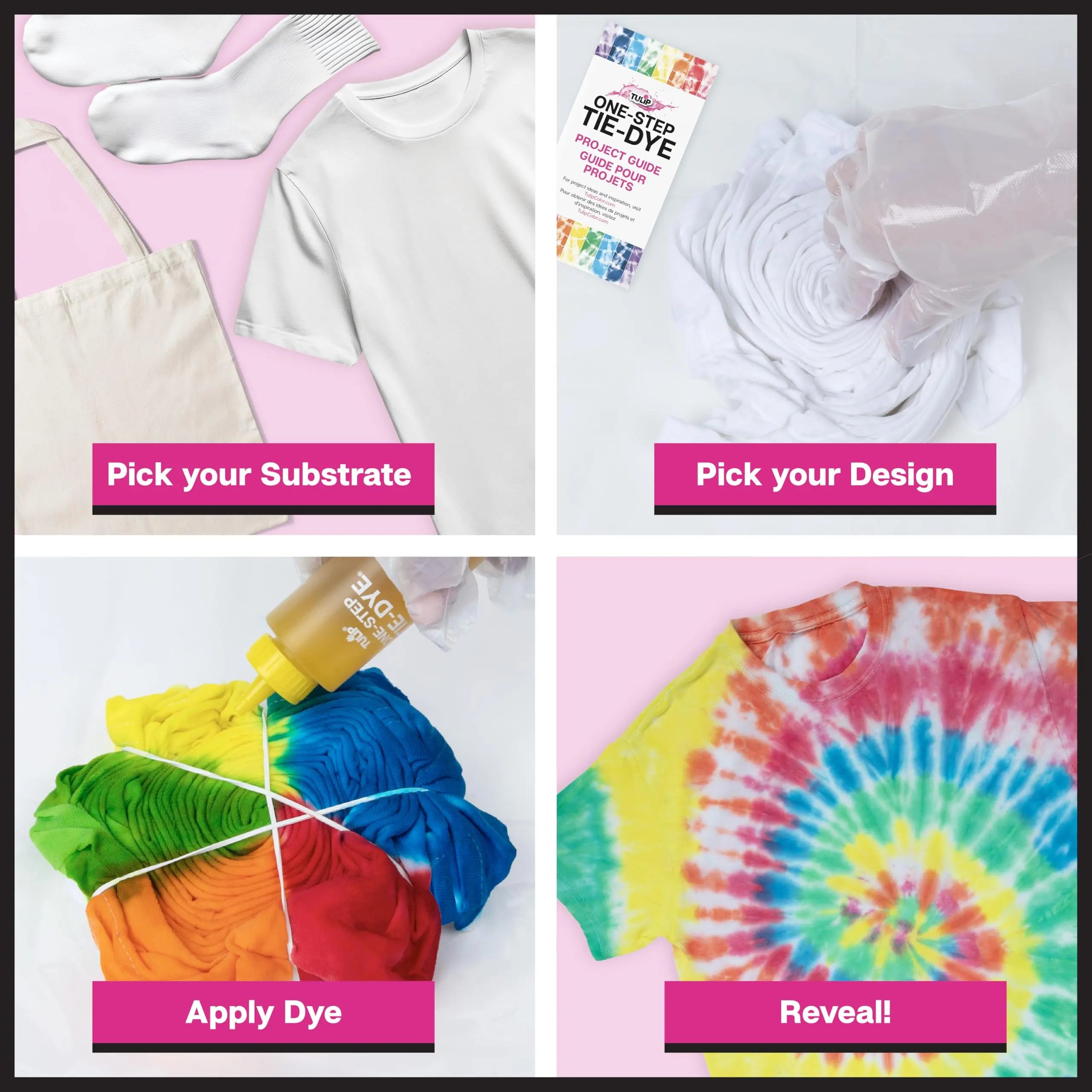 Tulip One-Step Tie-Dye Party, 18 Pre-Filled Bottles, Creative Group Activity, All-in-1 Fashion Design Kit, 1 Pack, Rainbow