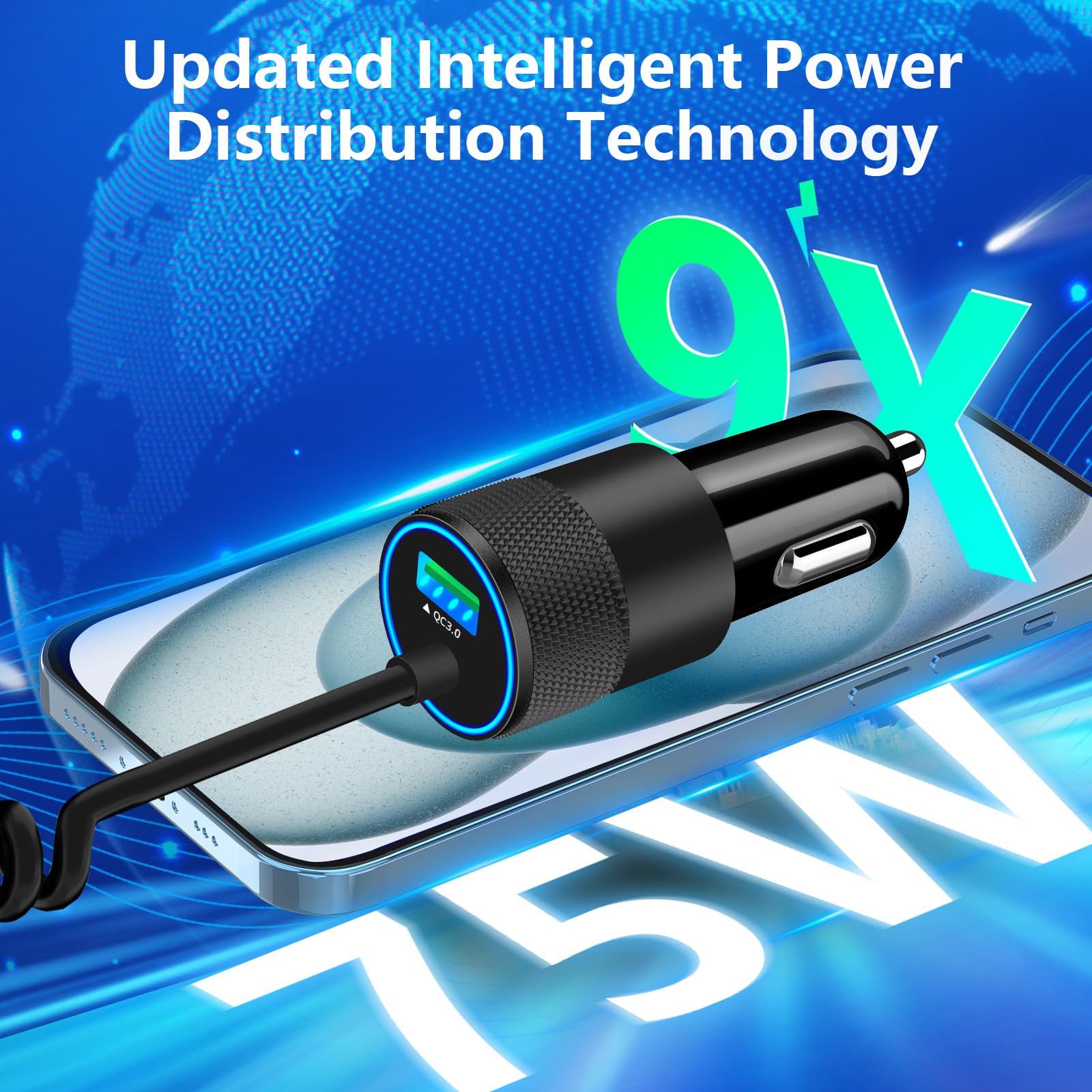 【MFi Certified】iPhone 17 Car Charger Fast Charging, Braveridge 75W USB C PD&QC Car Power Cigarette Lighter USB Charger with 6FT Type C Coiled Cable for iPhone 17/17 Pro Max/16/15/Galaxy S25/S24/Pixel