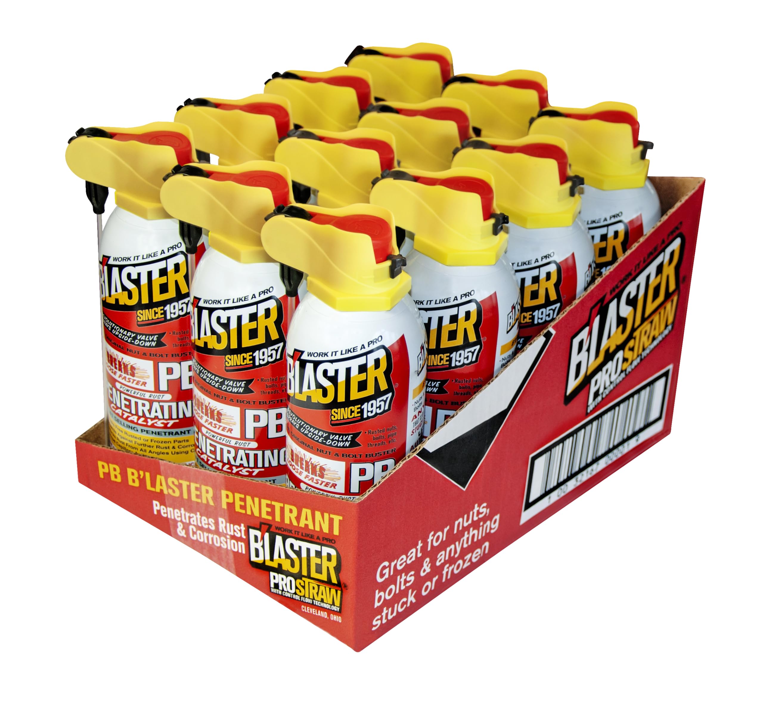 B'laster PB Blaster Penetrating Oil Spray, 11-oz Pack of 12 - Rust Prevention Spray -Unsticks Rusted Bolts - Anti Corrosion