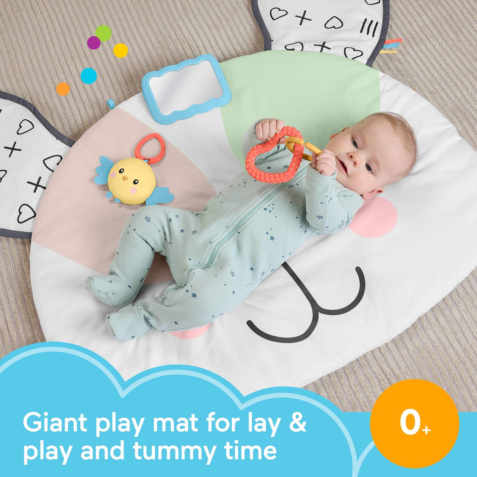 Fisher-Price Baby Tummy Time Toy, Puppy Perfection Giant Play Mat with Sensory Development Activities for Newborns 0+ Months (Amazon Exclusive)