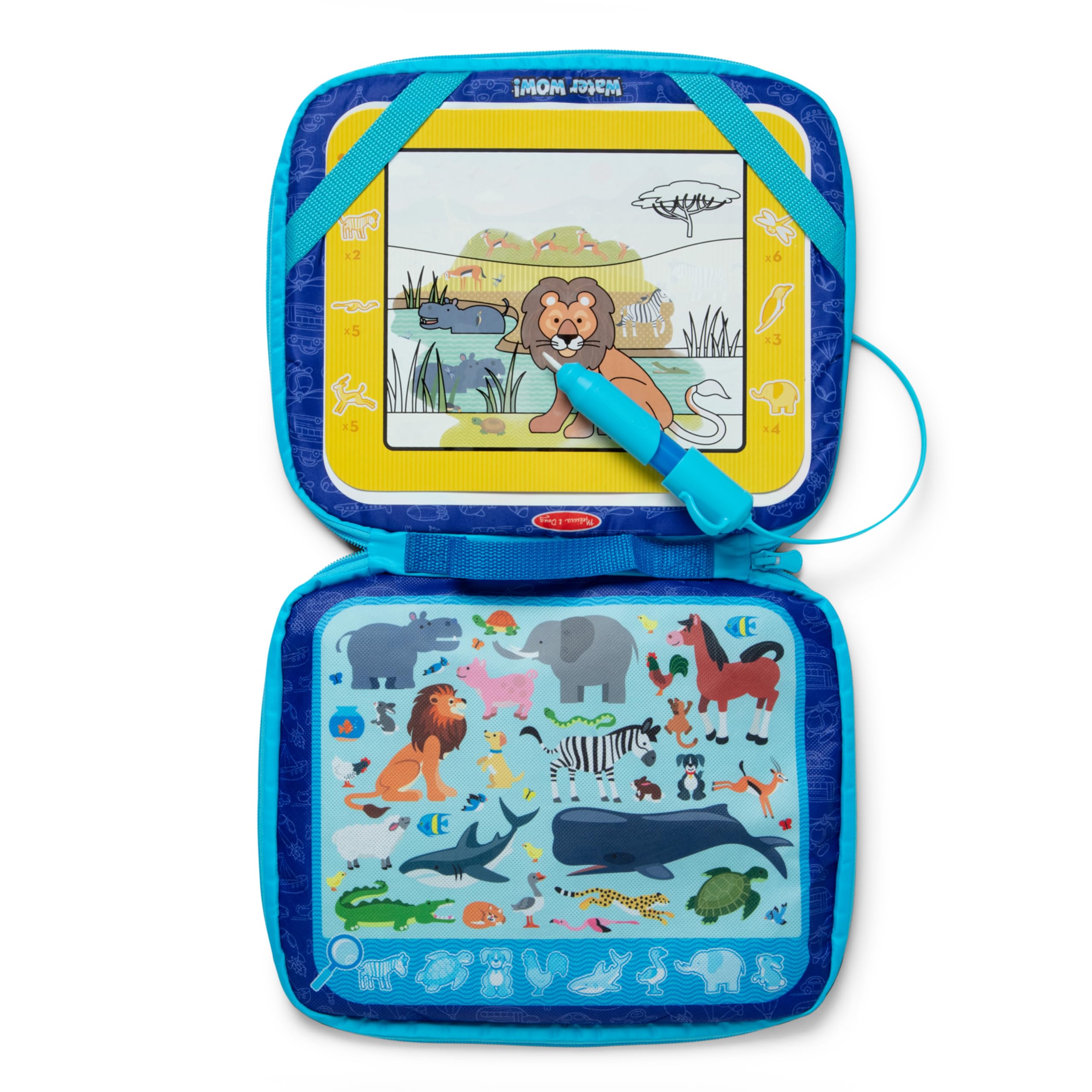 Melissa & Doug Water Wow! Take-Along Reusable Color-Reveal Drawing Set Mess-Free Multi-Activity Pad with Water PenTravel Toy for Toddlers & Kids Ages 3+