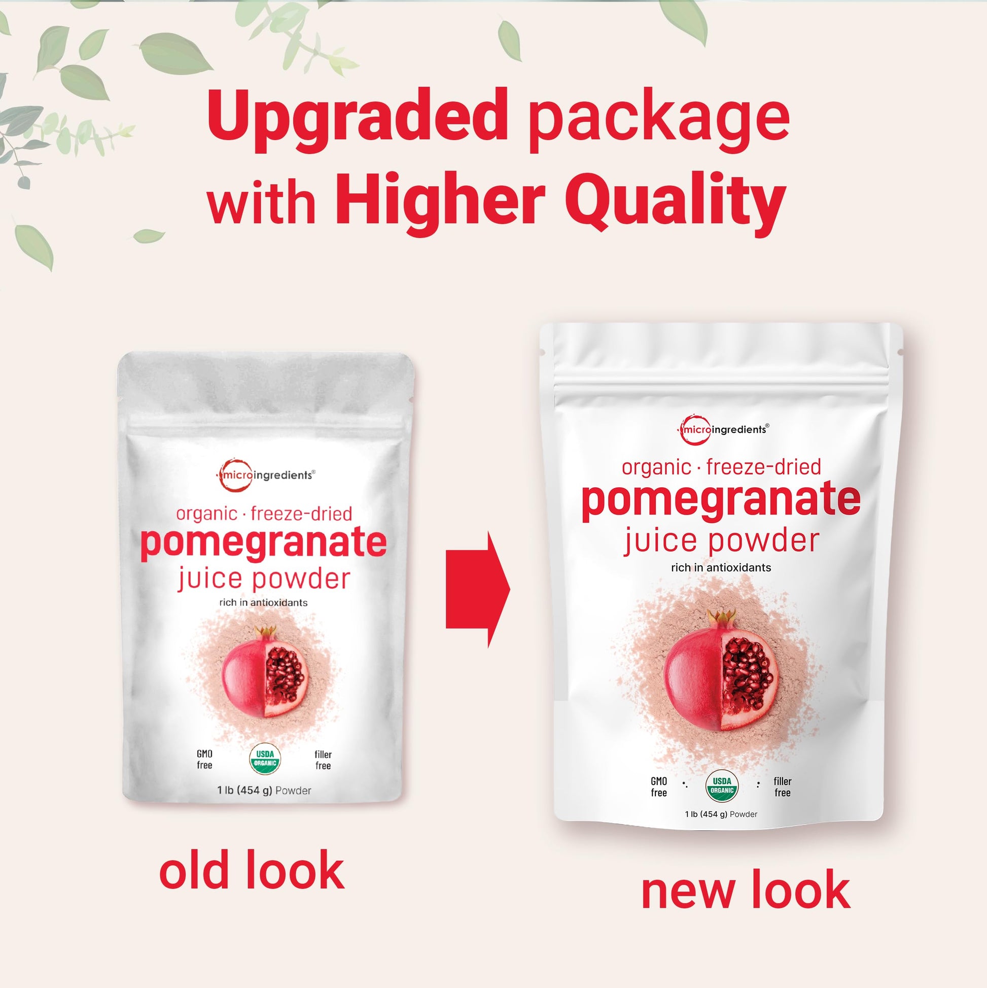 Organic Pomegranate Juice Powder, 1 Pound | 100% Natural Fruit Powder | Freeze Dried & Cold Pressed | No Sugar & Additives | Great Flavor for Drinks, Smoothie, & Beverages | Non-GMO & Vegan Friendly