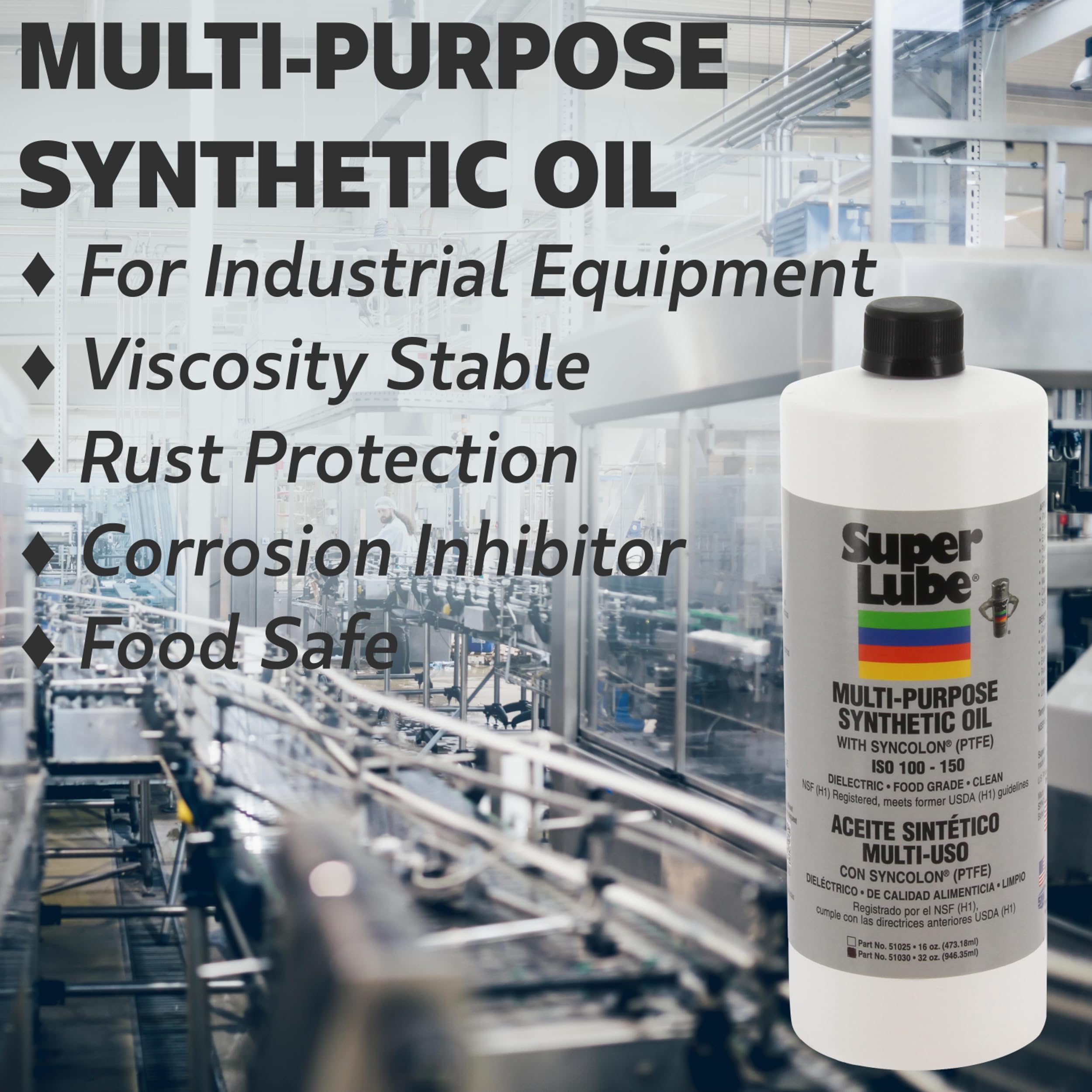 Super Lube 51004, Synthetic Oil, High Viscosity, 4 oz Bottle, Translucent White (Packaging May Vary)