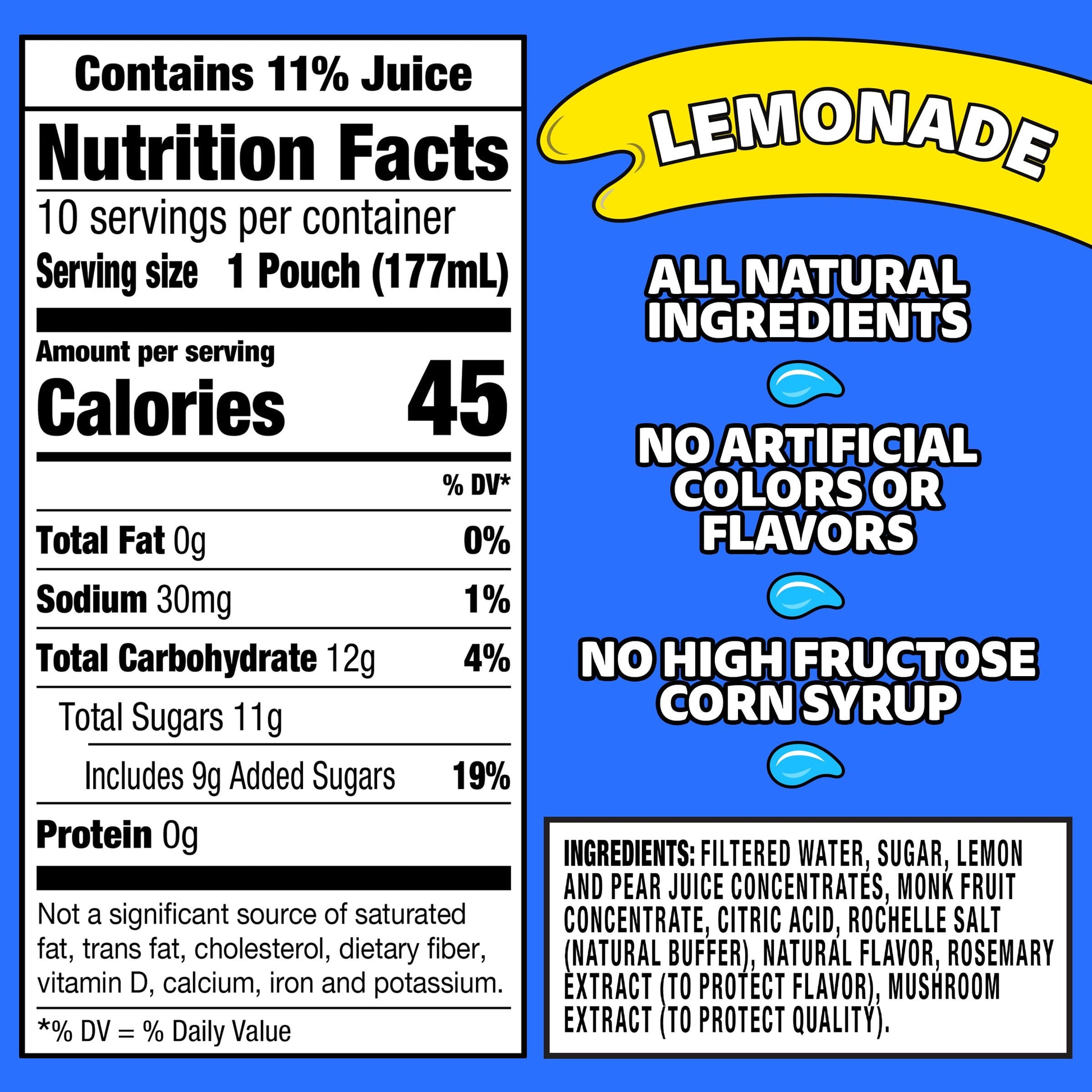 Capri Sun Lemonade Drink, 10 ct Box, 6 fl oz Pouches