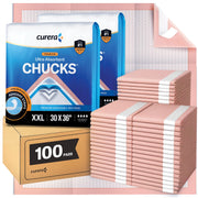 Curera Chucks Premium Disposable Underpads 30”x36” [100-Count] Ultra Absorbent Chux Incontinence Bed Pads Disposable Adult with Adhesive Tape, Pee Pads Pet Training Pads XX-Large 30x36 Bulk Pack