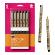 SAKURA Pigma Micron Fineliner Pens - Archival Black Ink Pens - Pens for Writing, Drawing, or Bullet Journaling - Assorted Point Sizes - 6 Pack