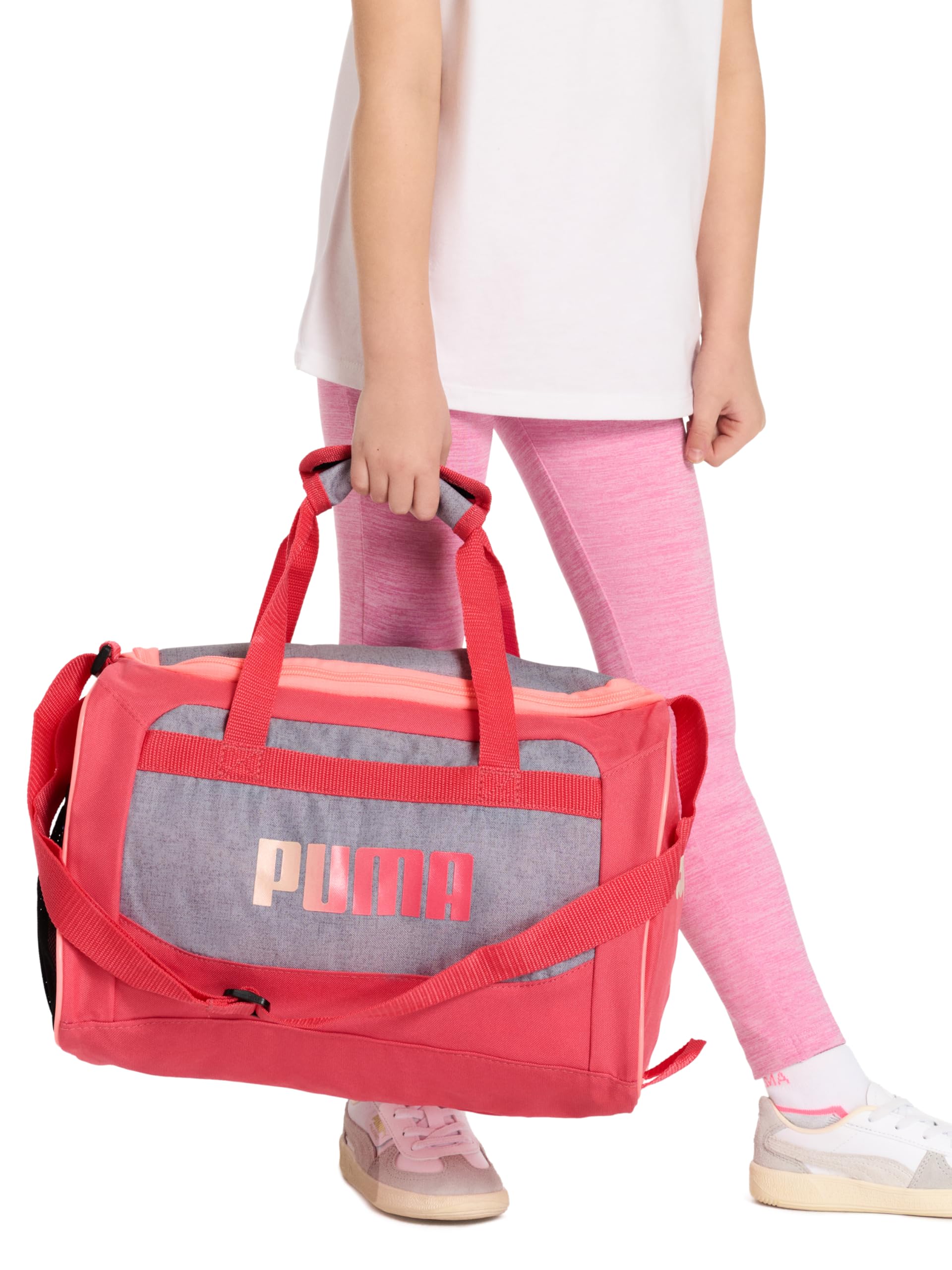PUMA Kids' Evercat Transformation Duffel Bag, Grey/Pink, One Size