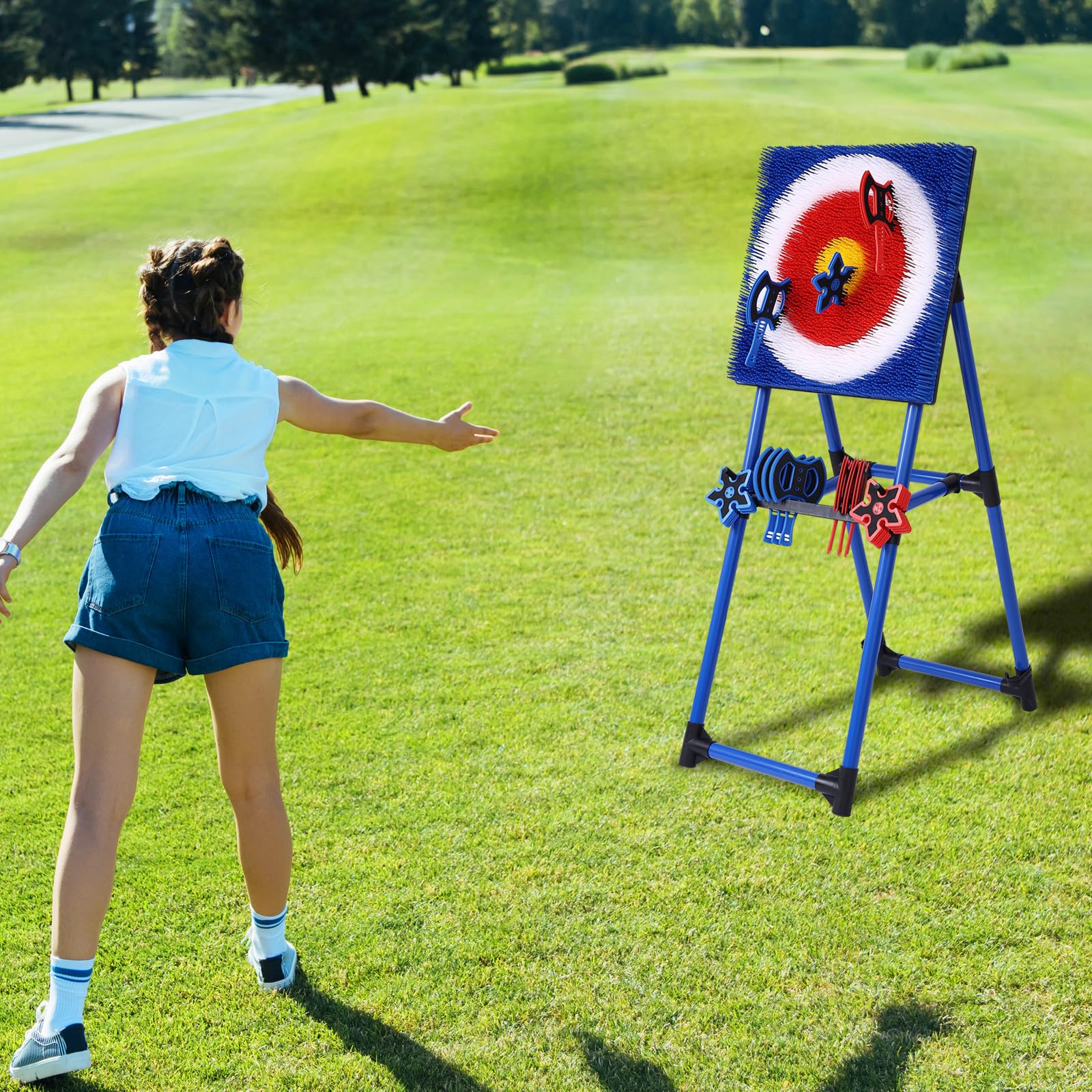Axe Throwing Bristle Target with 8 Throwing Axes Set,Axe Throwing Game for Backyard, Indoor &Outdoor,Yard Games,Carnival Games