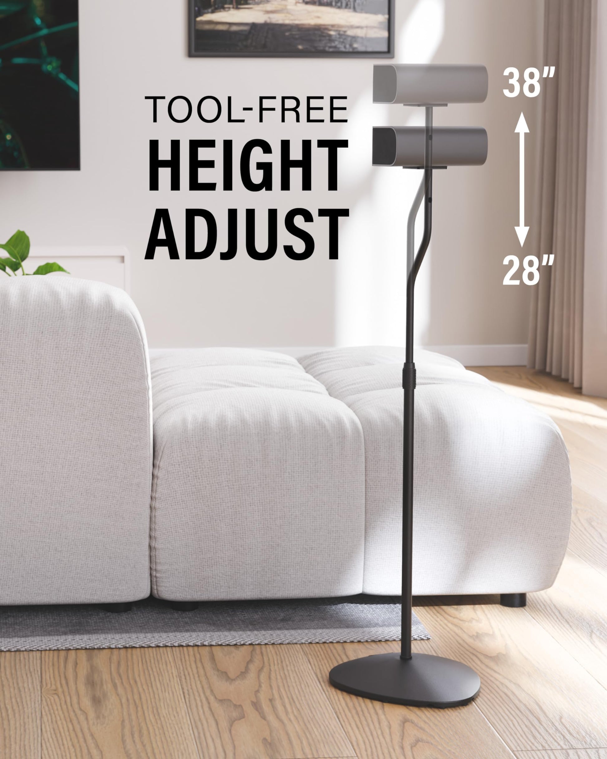 SANUS Speaker Stands Pair - Adjustable Height Speaker Stands for Satellite & Bookshelf Speakers up to 3.5lbs - Tool-Free Adjustment & Easy DIY Assembly