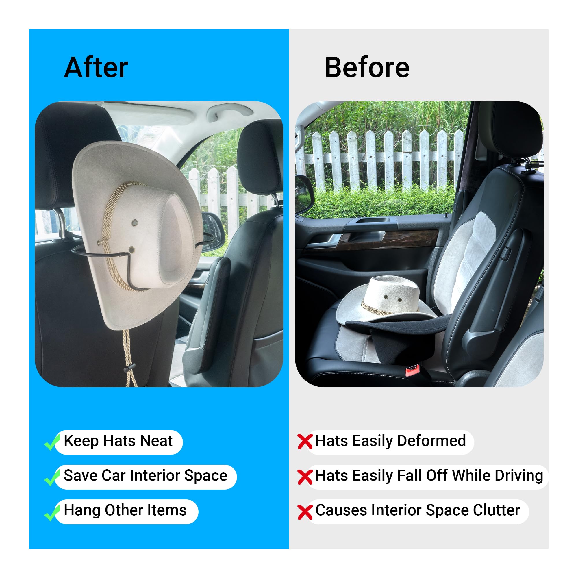 Yuoyar Cowboy Hat Holder for SUV and Car - Maintain Hat Shape - Truck Accessories