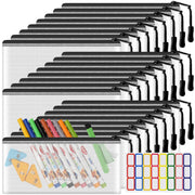 YOPCDJ 24 Pack Mesh Zipper Pouch Bags Small, Zipper Pencil Pouches, 9.2 x 4.7 in Clear Pencil Pouch Bulk, Pencil Bags with Zipper for Travel Storage, Black