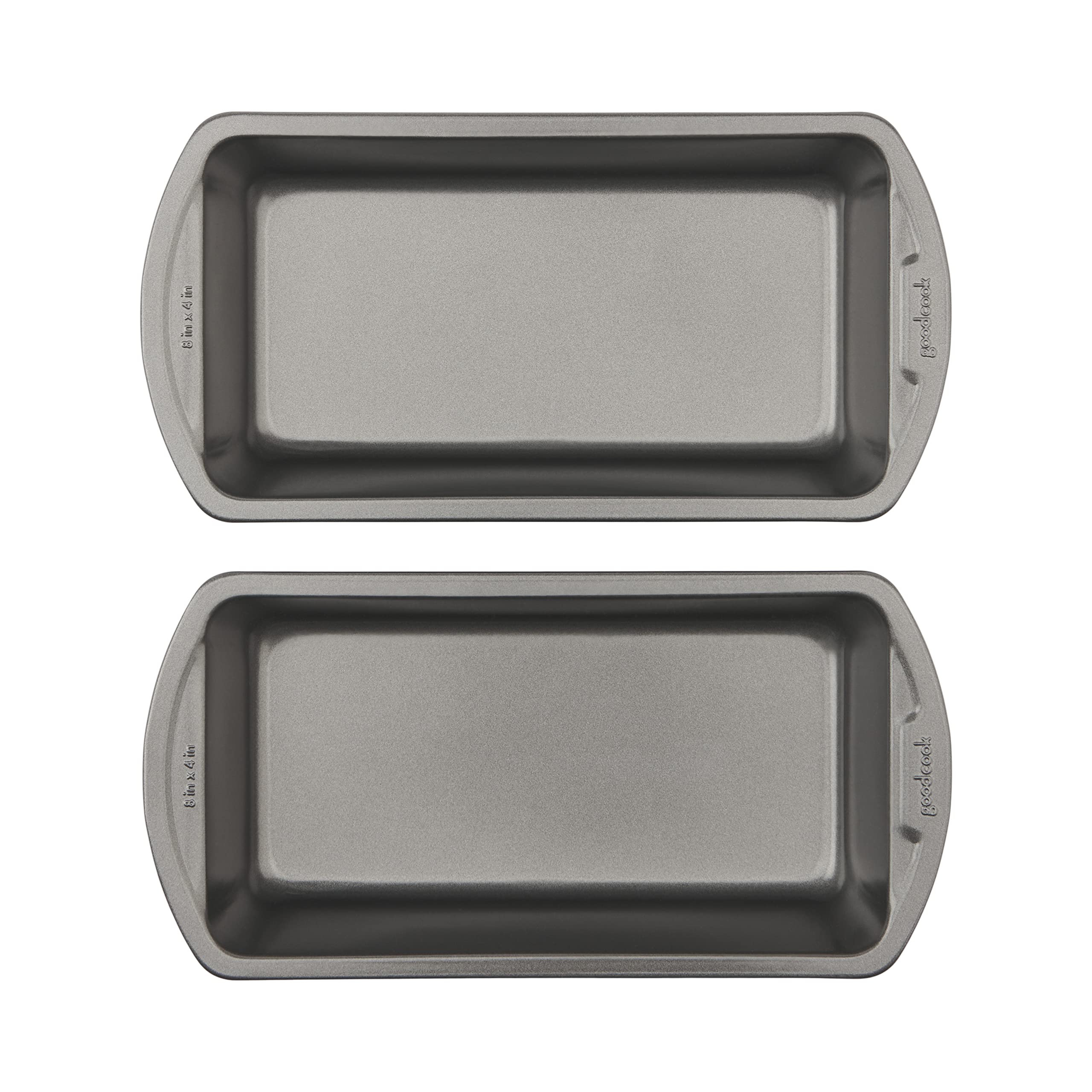 GoodCook Nonstick Loaf Pan 8 x 4-Inch Heavy-Duty Steel Bakeware with Easy-Clean Non-Stick Coating, Oven & Dishwasher Safe Pan for Meatloaf Breads Lasagnas Casseroles & More, Set of 2, Gray