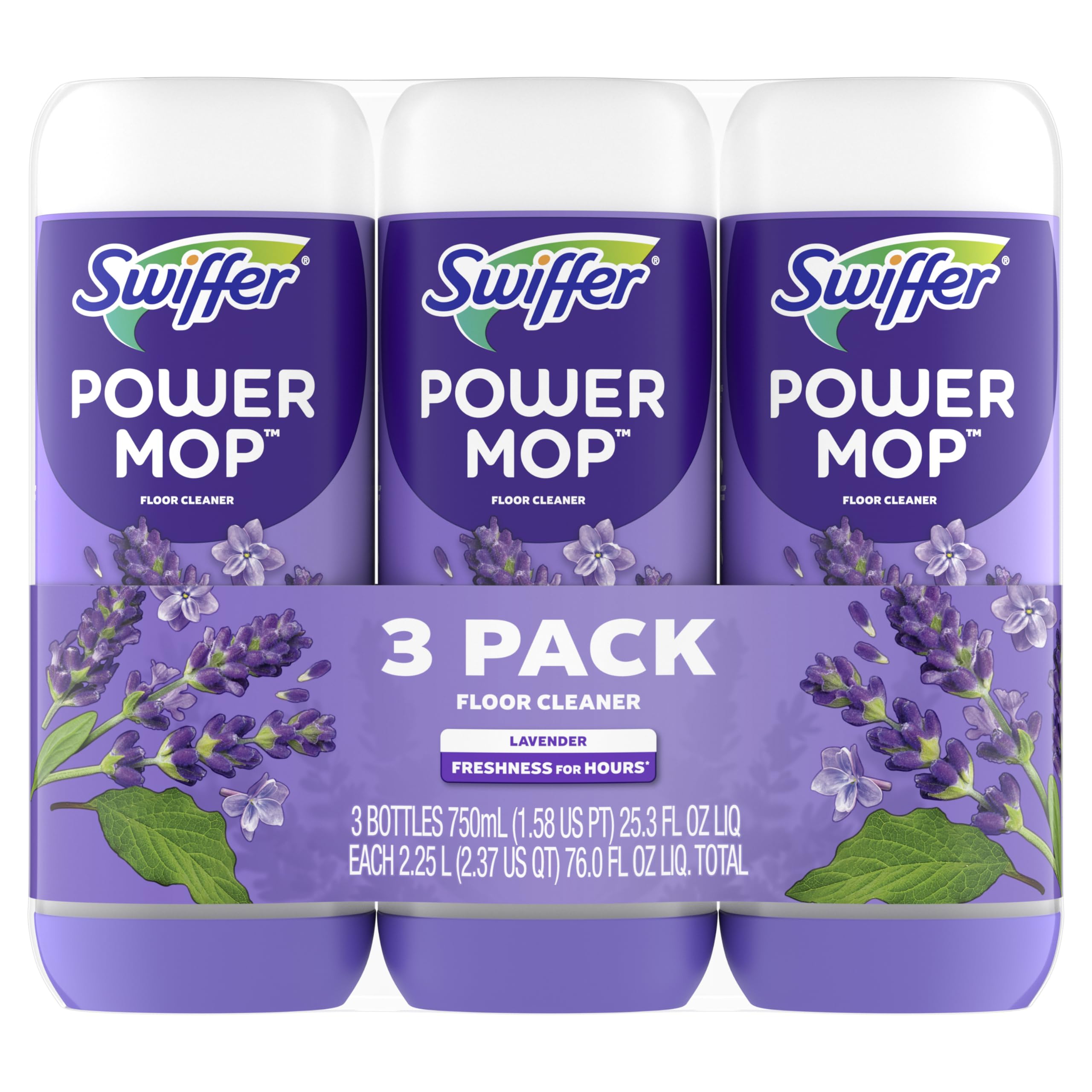 Swiffer PowerMop Floor Cleaning Solution with Lavender Scent, Triple Pack
