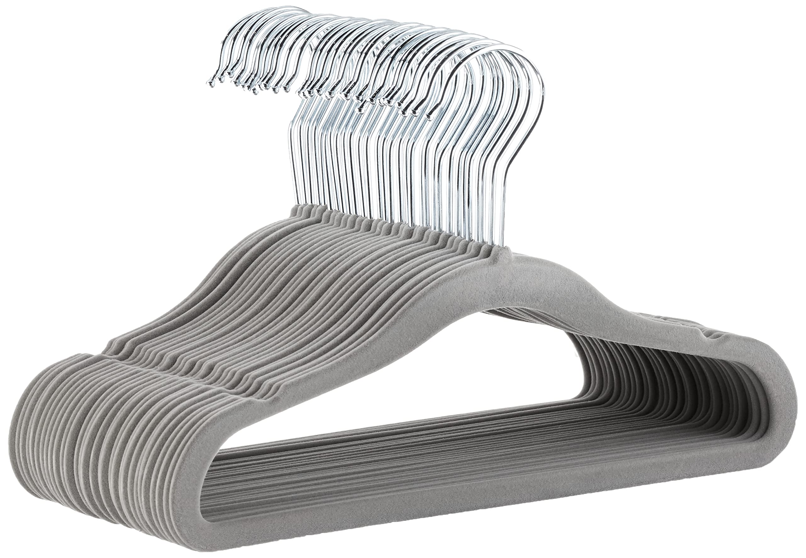Basics Kids Velvet, Non-Slip Clothes Hangers (baby/toddler), 11.6 inches (for baby clothes), Pack of 30, Gray