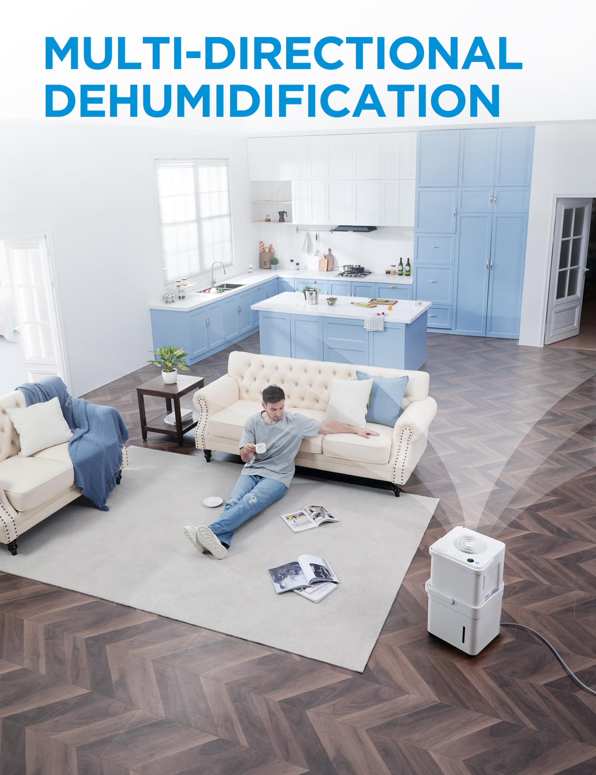 Midea Cube 20 Pint Dehumidifier for Basement, Up to 1,500 Sq. Ft. dehumidifier with drain hose, ENERGY STAR Certificated, Smart Control, Compatible with Alexa, White