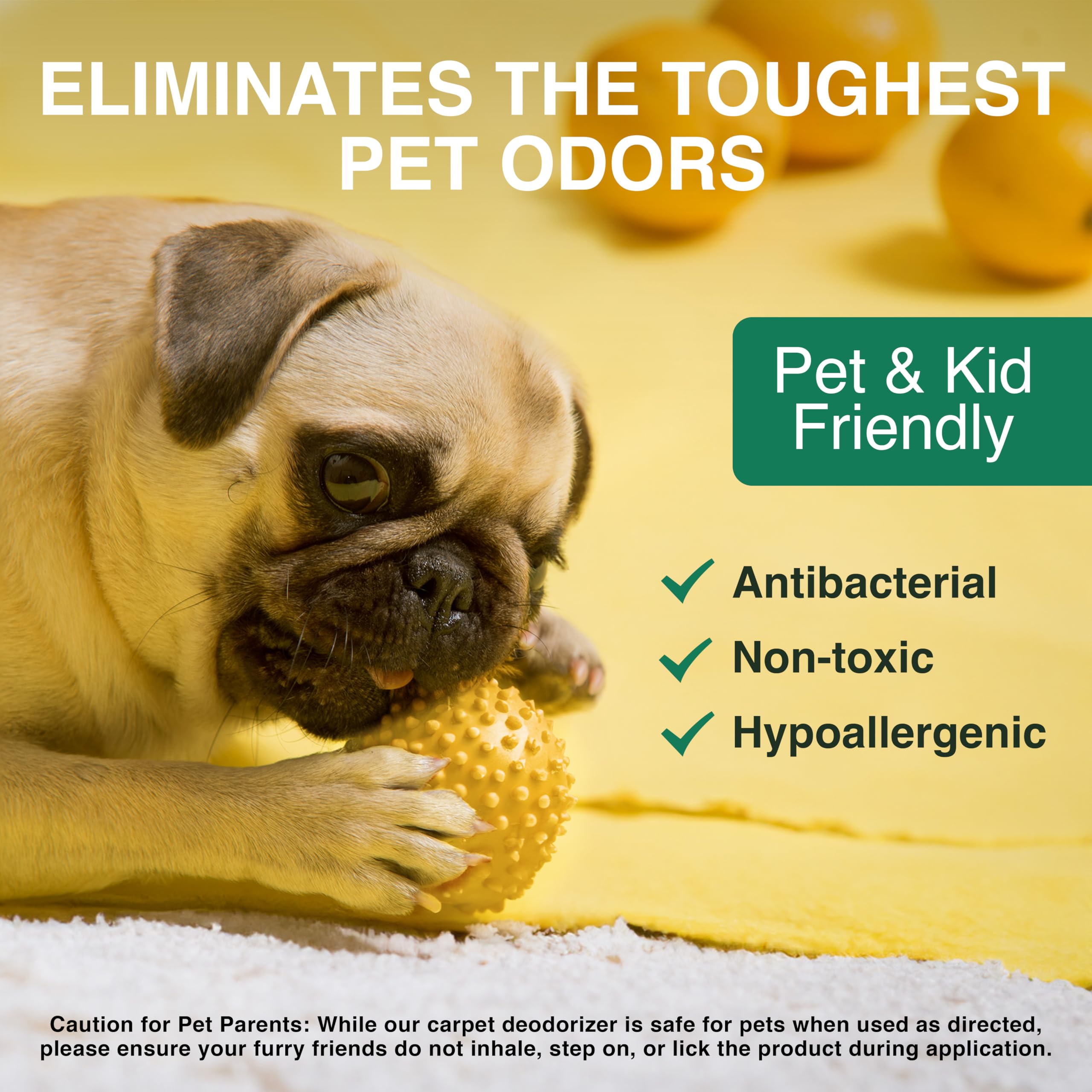 Good Natured Brand | Carpet Deodorizer & Freshener Powder | 31 oz Pet Odor Eliminator for Strong Odor & Pet Urine | Fresh Natural Lemon & Eucalyptus Scent | Safe for Homes with Pets