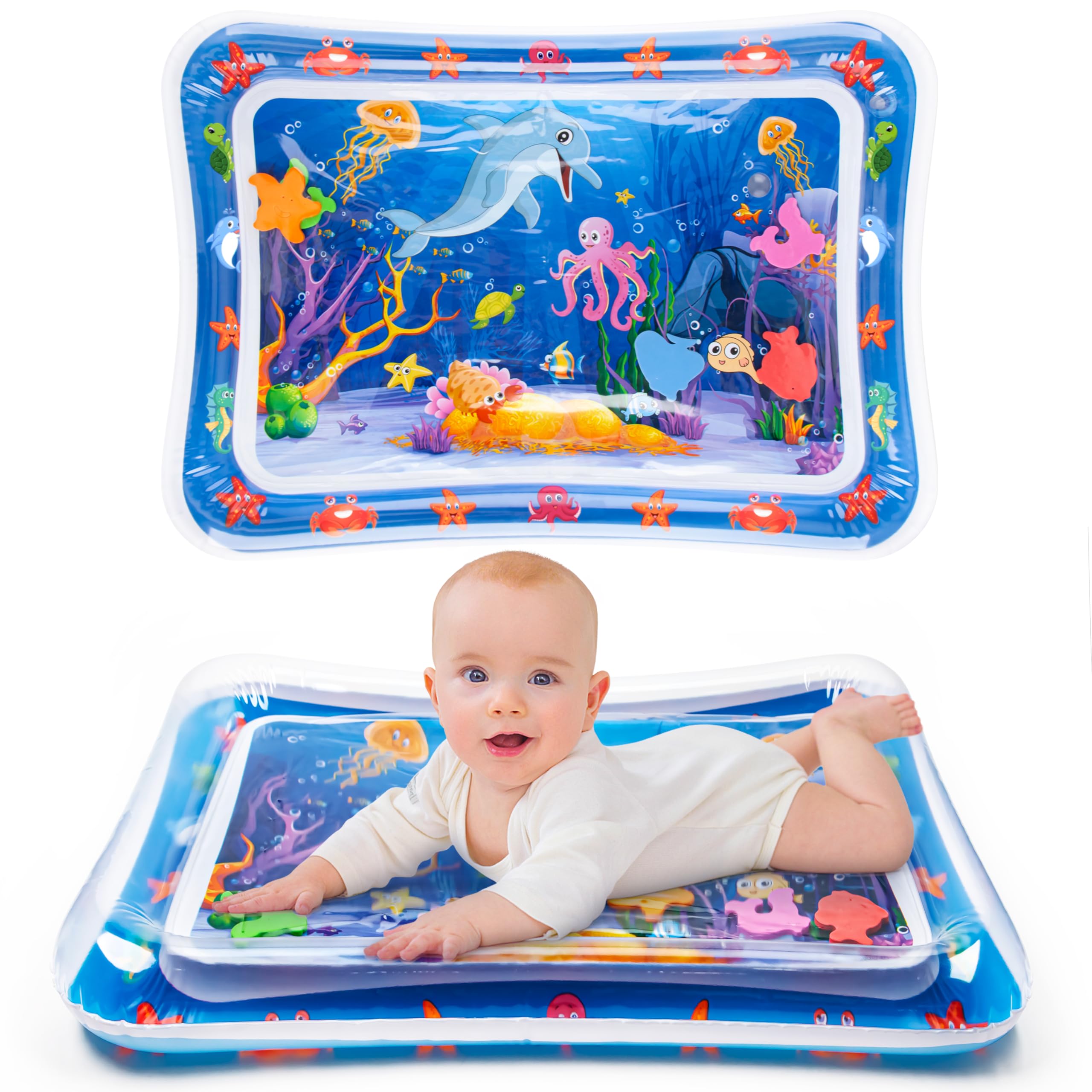 Yeeeasy Tummy Time Water MatInflatable Tummy Time Water Play Mat for Babies, Infants and Toddlers 3 to 12 Months Promote Development Toys Baby Gifts