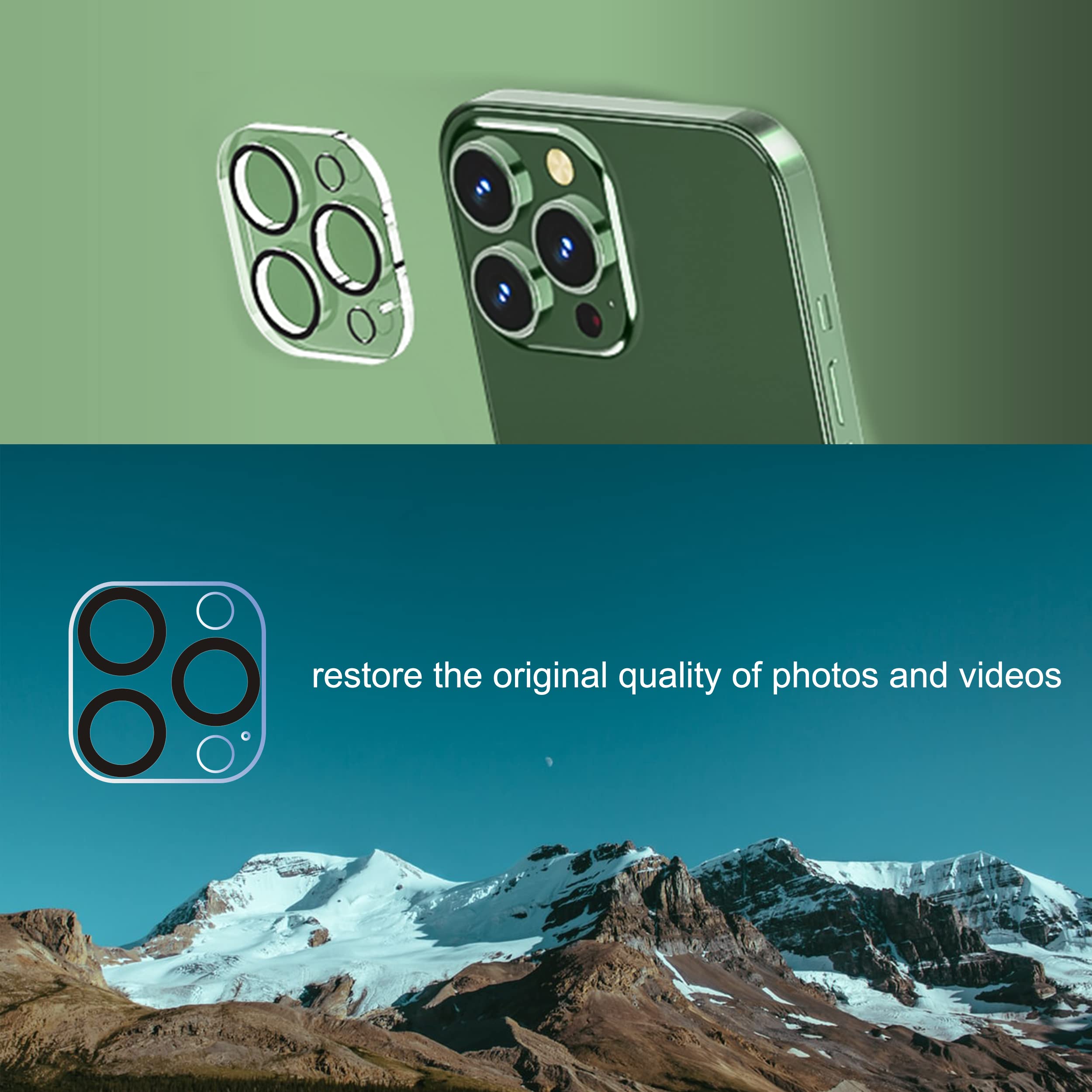 Ailun 3 Pack Camera Lens Protector for iPhone 16 Pro / 14 Pro & iPhone 16 Pro Max / 14 Pro Max,Tempered Glass,9H Hardness,Anti-Scratch,Case Friendly[Does not Affect Night Shots]