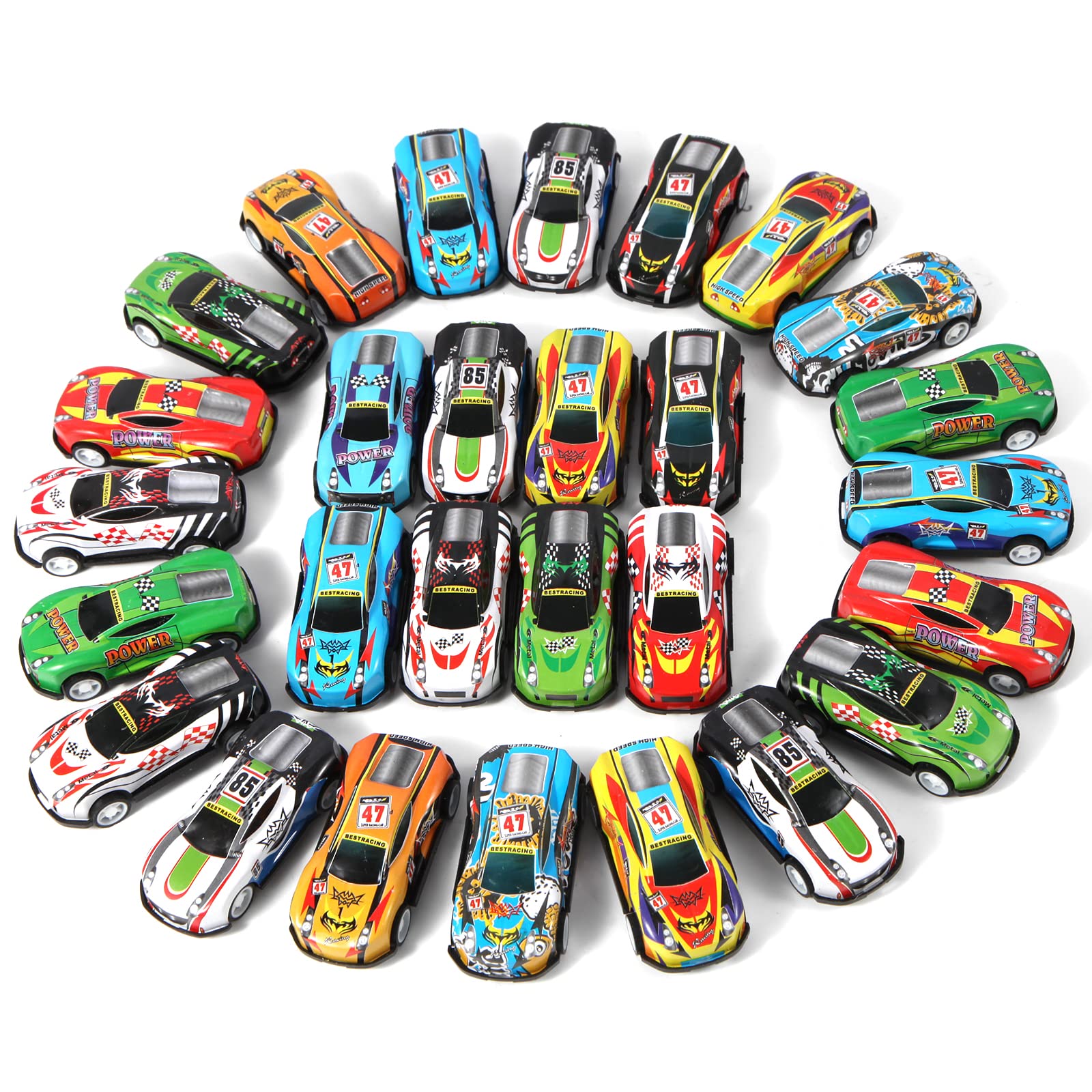 Benzem 28 قطعة سيارات سباق للأطفال، ألعاب سيارات صغيرة بالجملة لحفلات أعياد الميلاد، حشوة أكياس الهدايا، حشوة ألعاب بيناتا للأولاد والبنات والأطفال الصغار