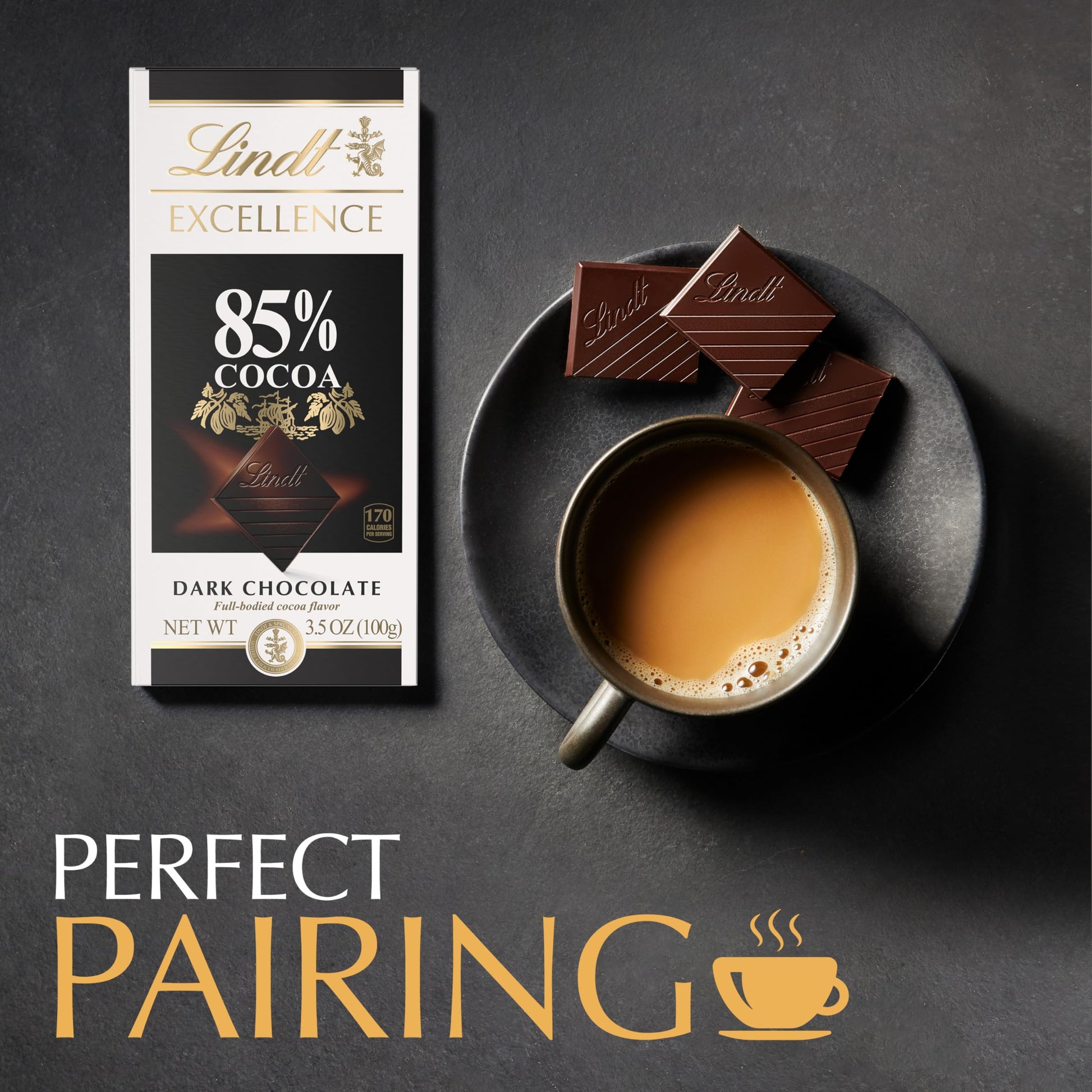 Lindt EXCELLENCE 85% Cocoa Dark Chocolate Candy Bar, Halloween Candy, 3.5 oz. Bar (12 Pack)