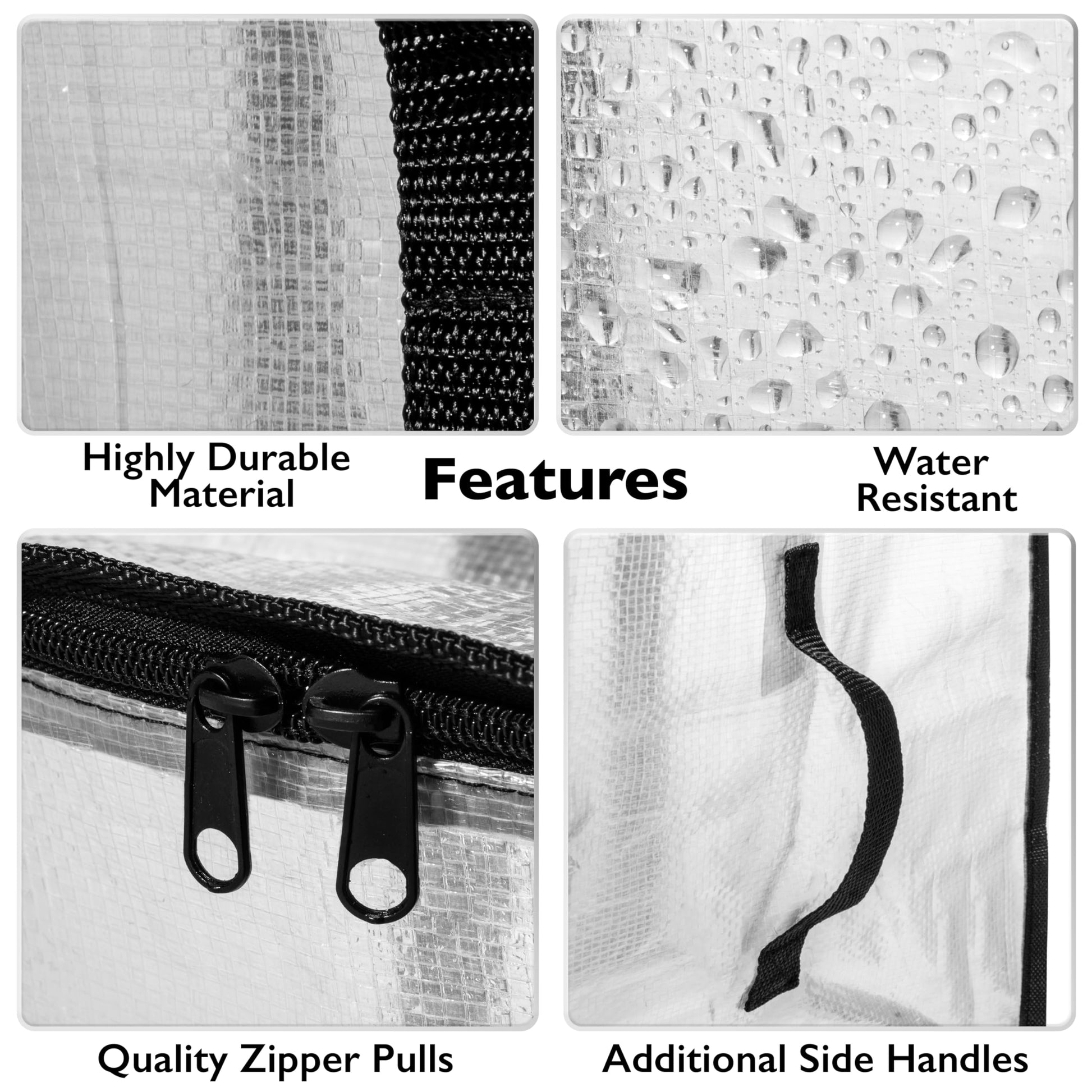 ClearSpace Oversized Moving Bags or Storage Bag – Large Moving Tote with Carry Belt, Zippers & Handles – Reinforced Packing Bags for Moving, Student Apartments, Holiday Storage, 6 Pack
