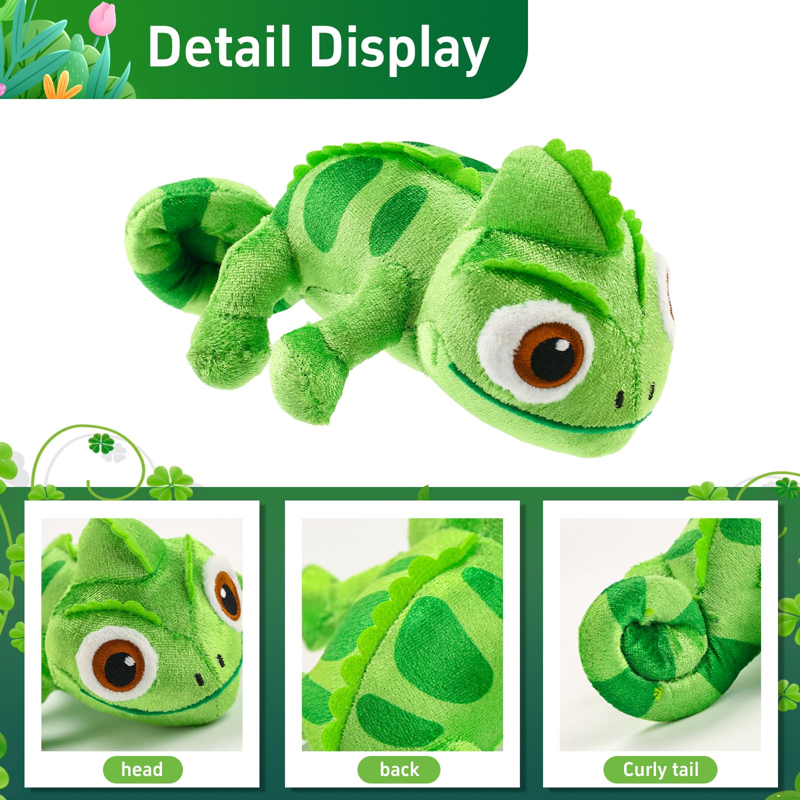 Mejglrc Chameleon Plush Dolls，Girls and Children Chameleon Shoulder Plush，Lizard Cosplay Props Merch Gifts for Women Adults Green