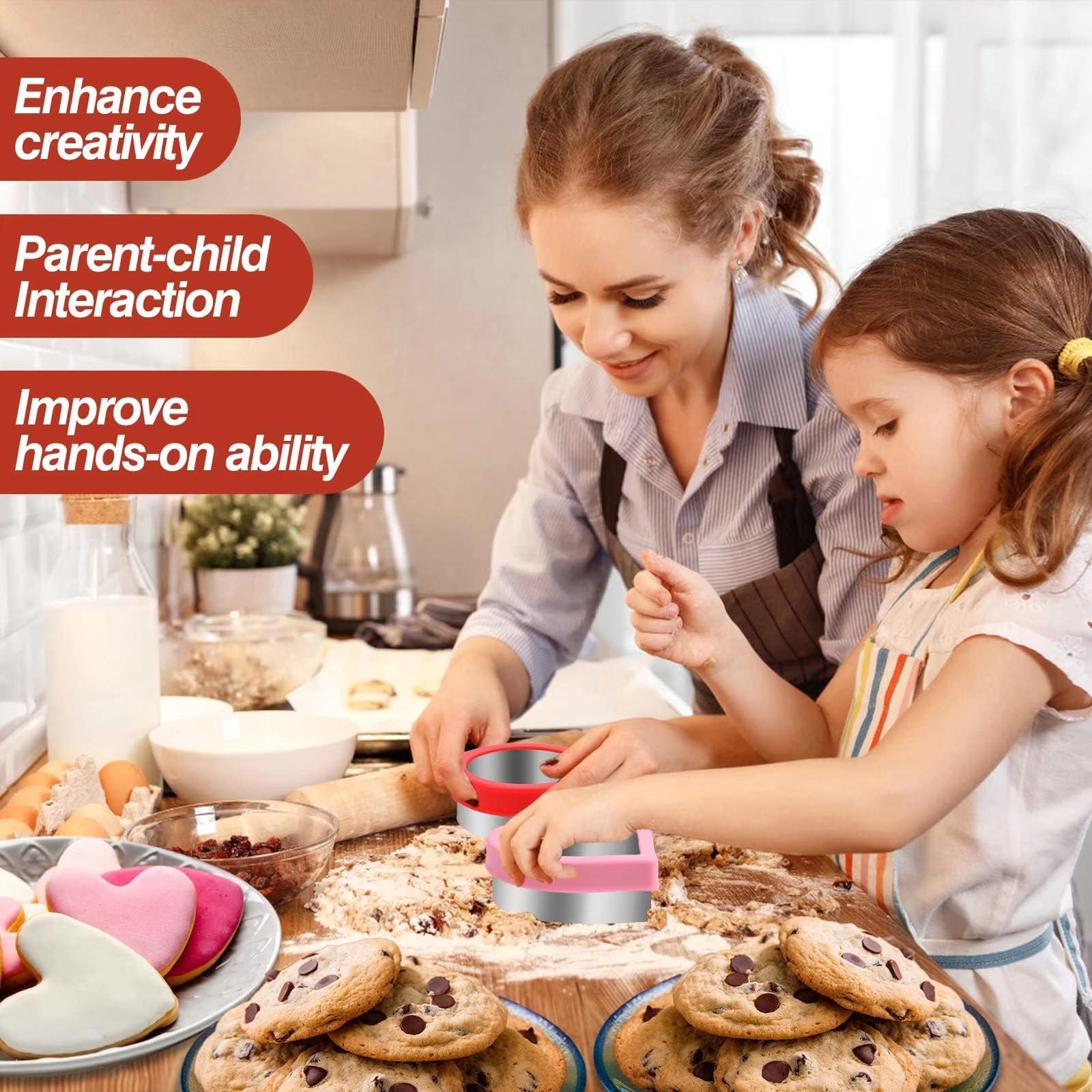 HINZER Sandwich Cutter and Sealer Set 4 Pcs Bread Decruster Sandwich Cutter Pancake Maker Heart Square Circle Dinosaur Shape DIY Cookie Cutters Gift for Kids Adult Boys Girls