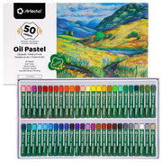 Artecho Oil Pastels Set of 50 Colors (8 x 60 mm), Soft Oil Pastels for Art Painting, Drawing, Blending, Art Supplies for Artists, Beginners, Students, Teachers