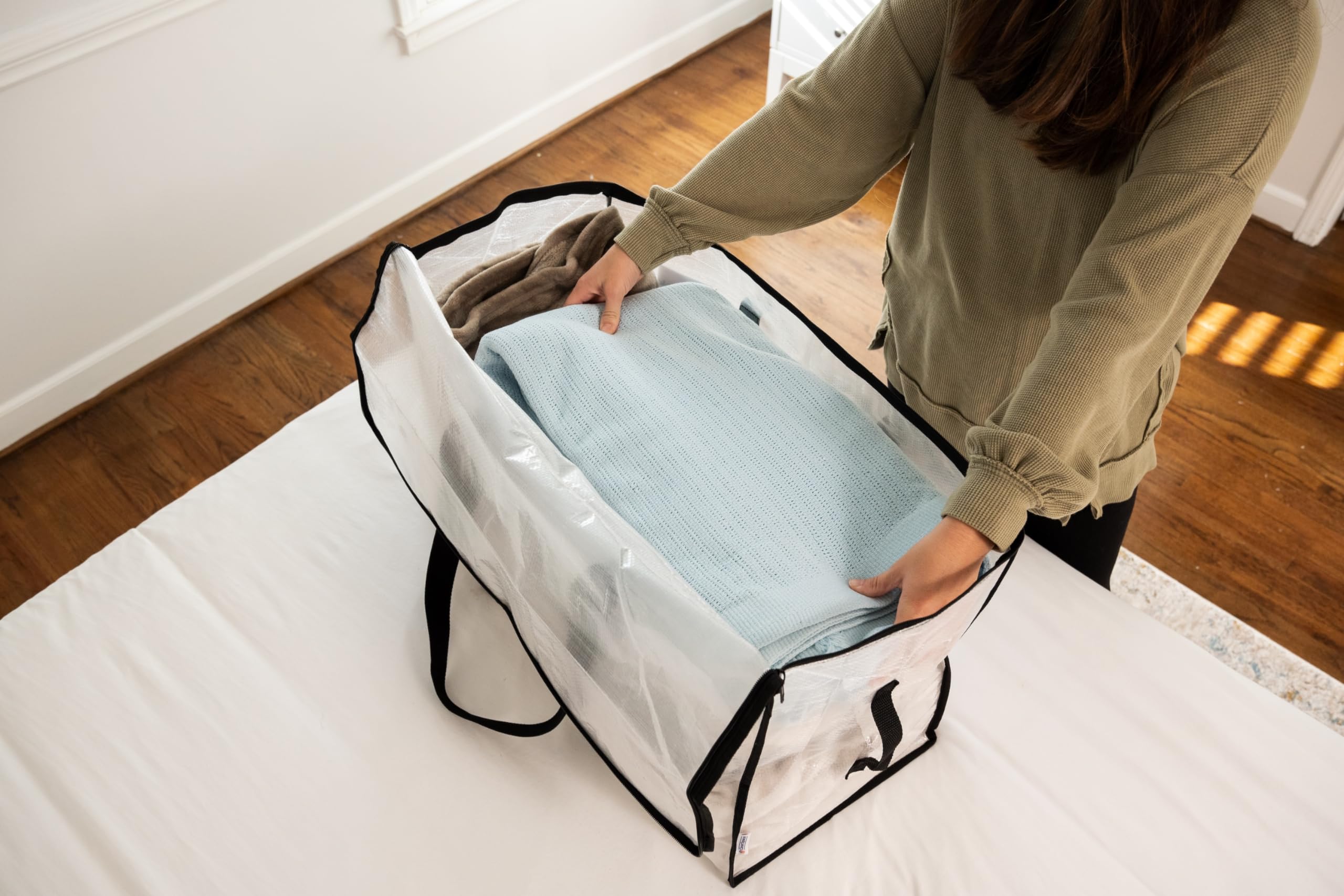 ClearSpace Oversized Moving Bags or Storage Bag – Large Moving Tote with Carry Belt, Zippers & Handles – Reinforced Packing Bags for Moving, Student Apartments, Holiday Storage, 6 Pack
